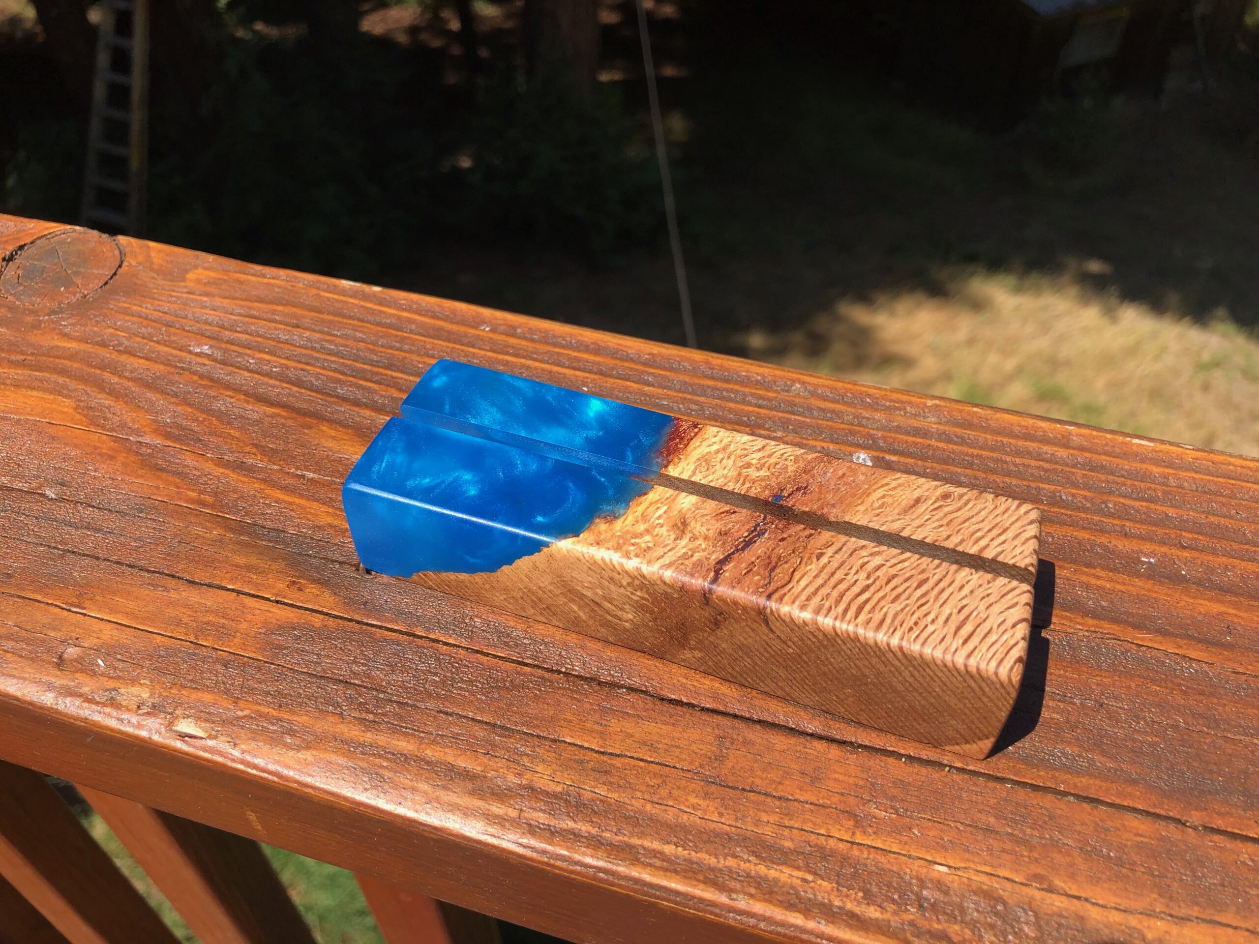 Oak & Blue Epoxy Business Card Holder - Image 2