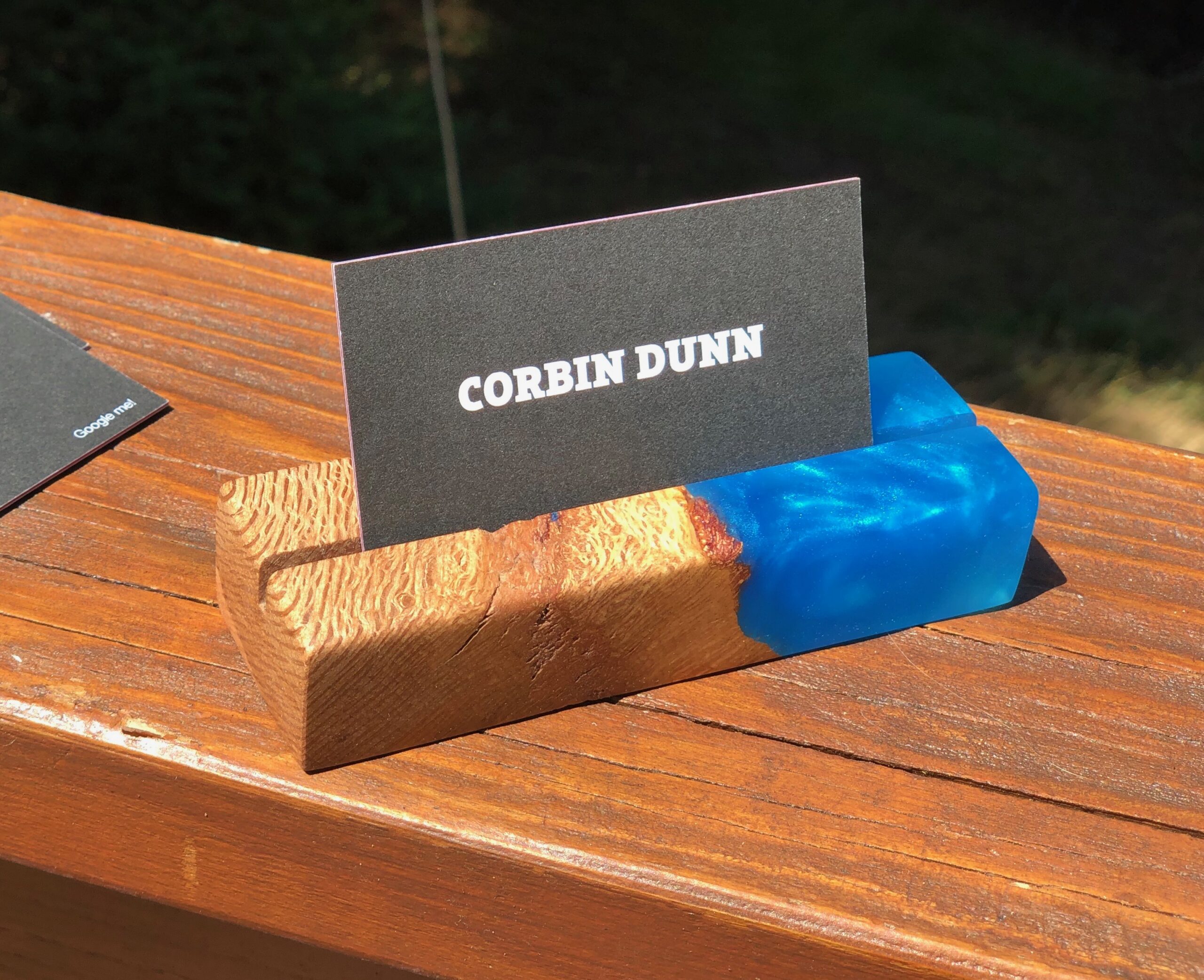 Oak & Blue Epoxy Business Card Holder