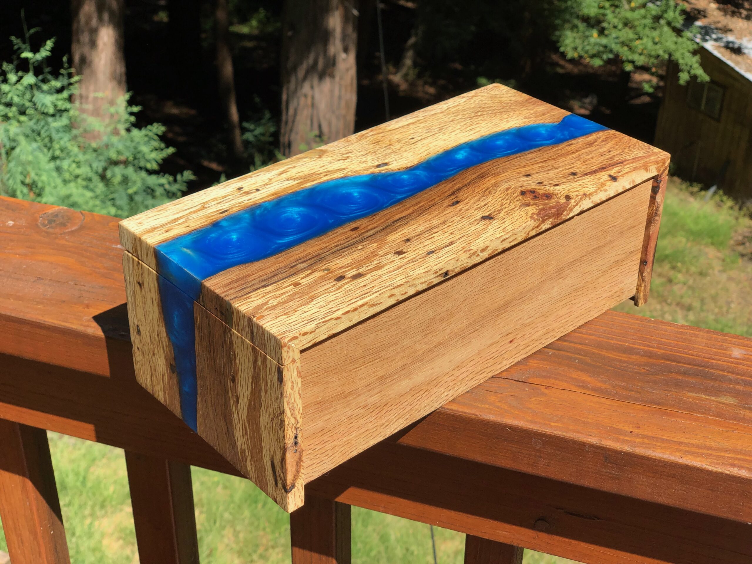 Spalted Oak Blue Waterfall Box - Image 7