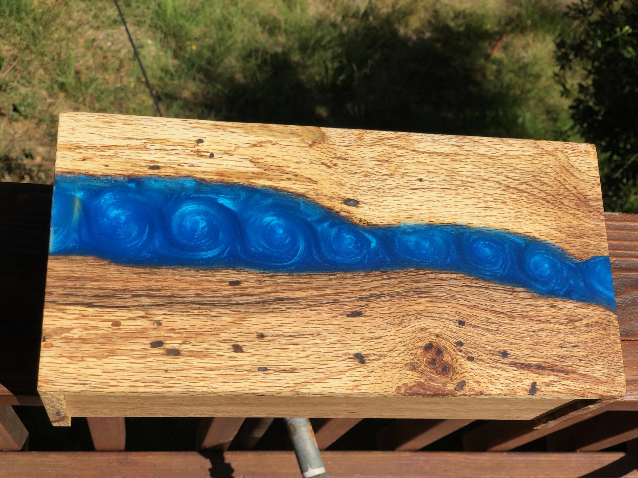 Spalted Oak Blue Waterfall Box - Image 8