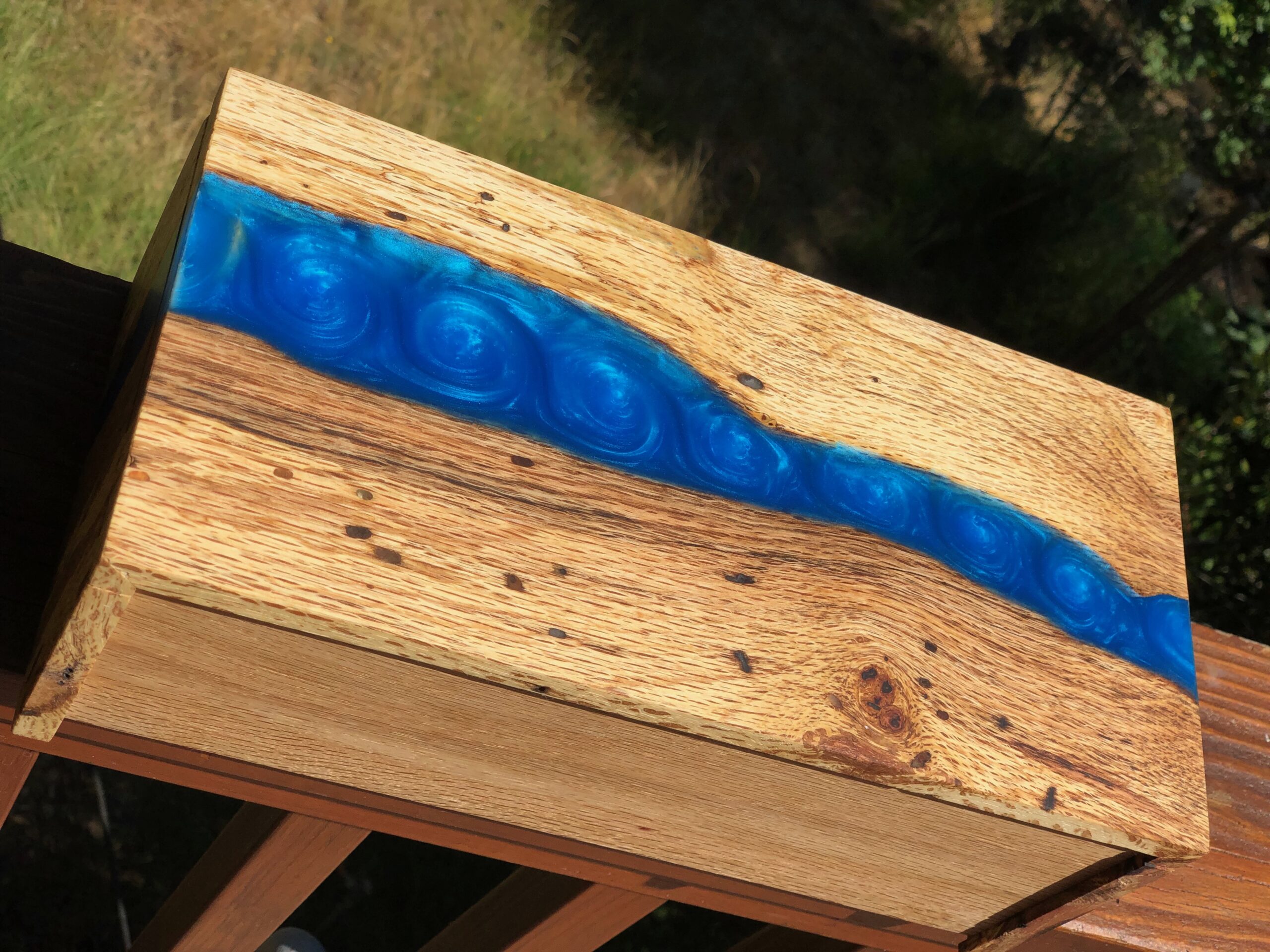 Spalted Oak Blue Waterfall Box - Image 9