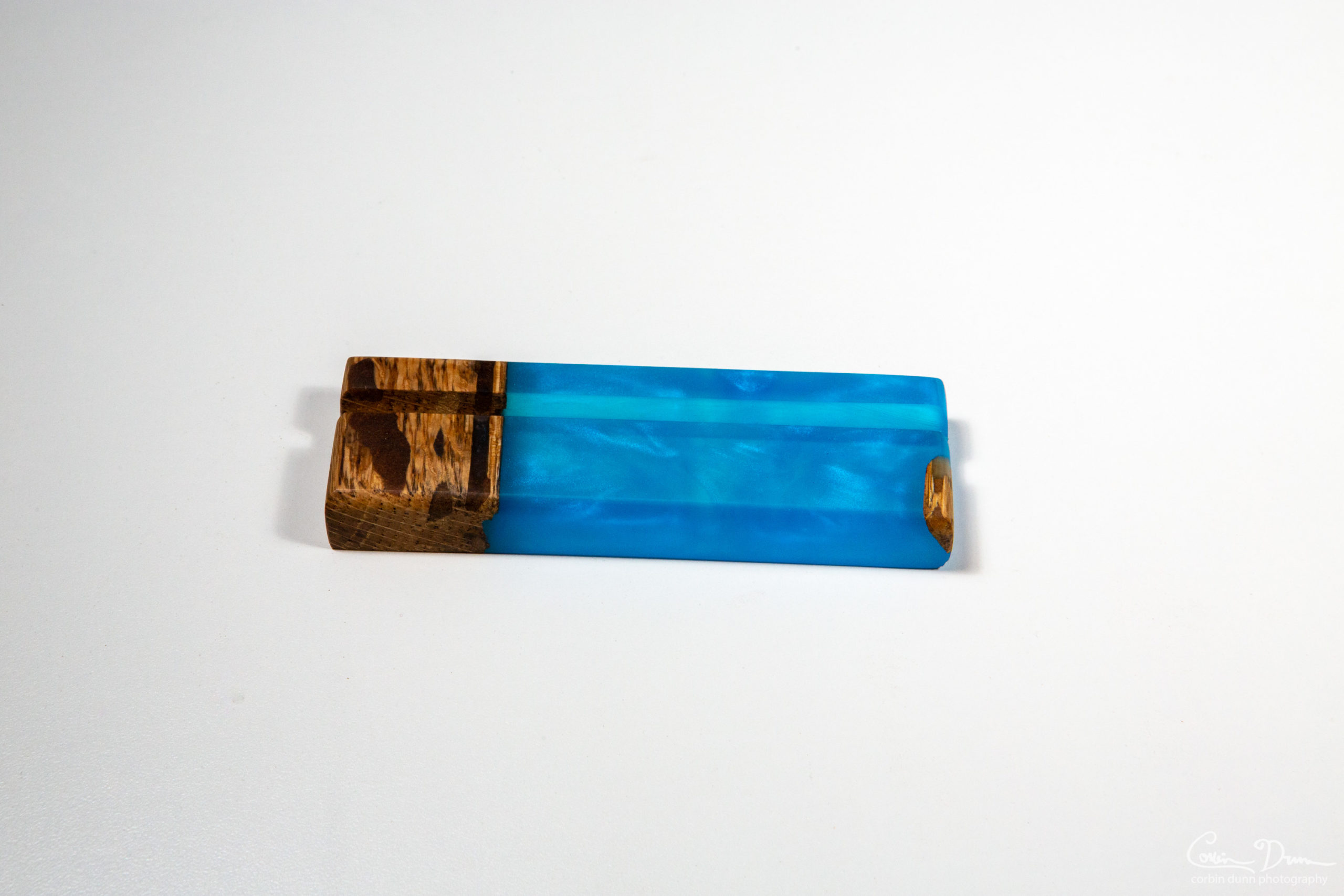 Blue Epoxy and Spalted Oak Business Card Holder (#5) - Image 3