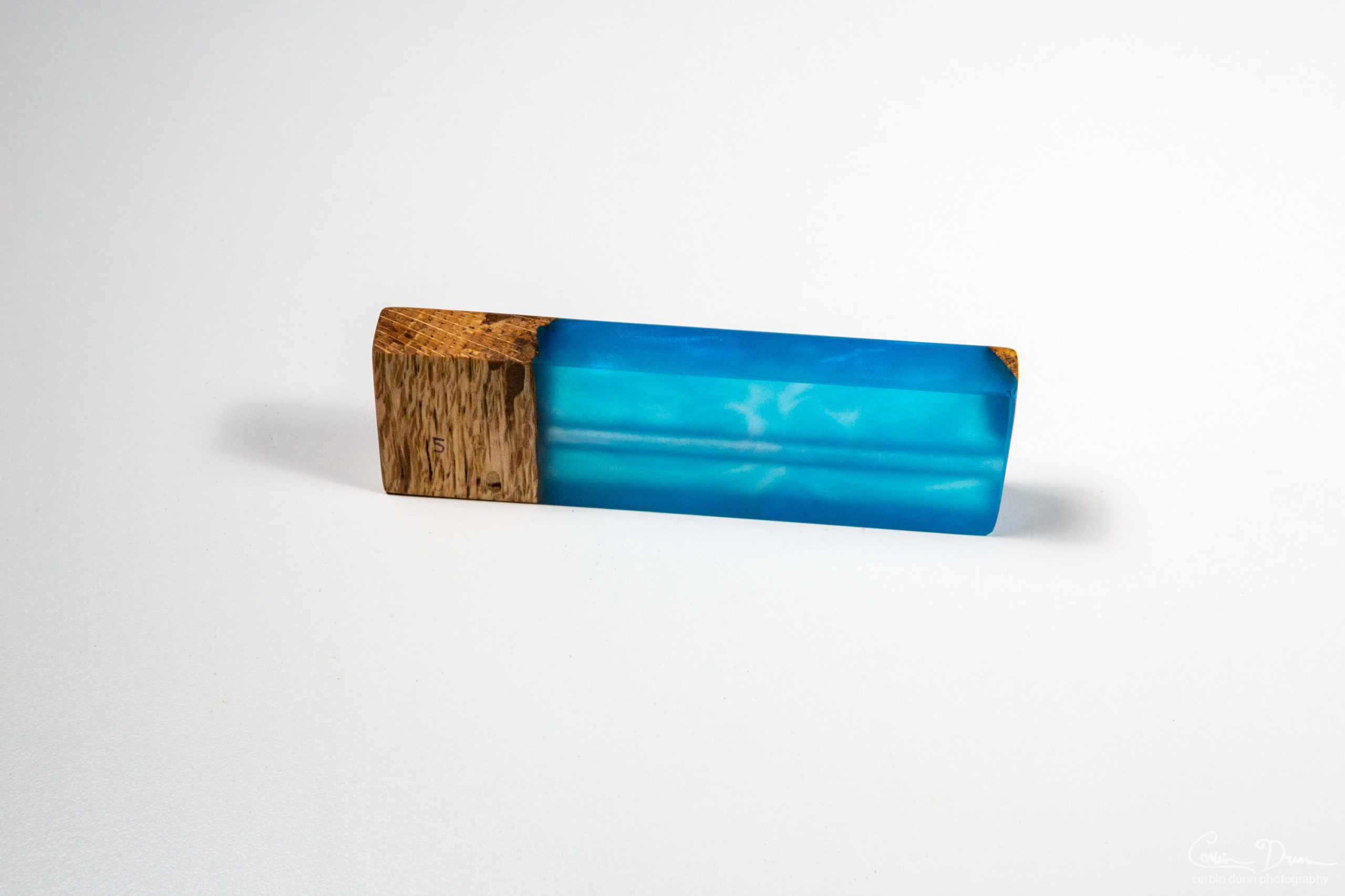 Blue Epoxy and Spalted Oak Business Card Holder (#5) - Image 2