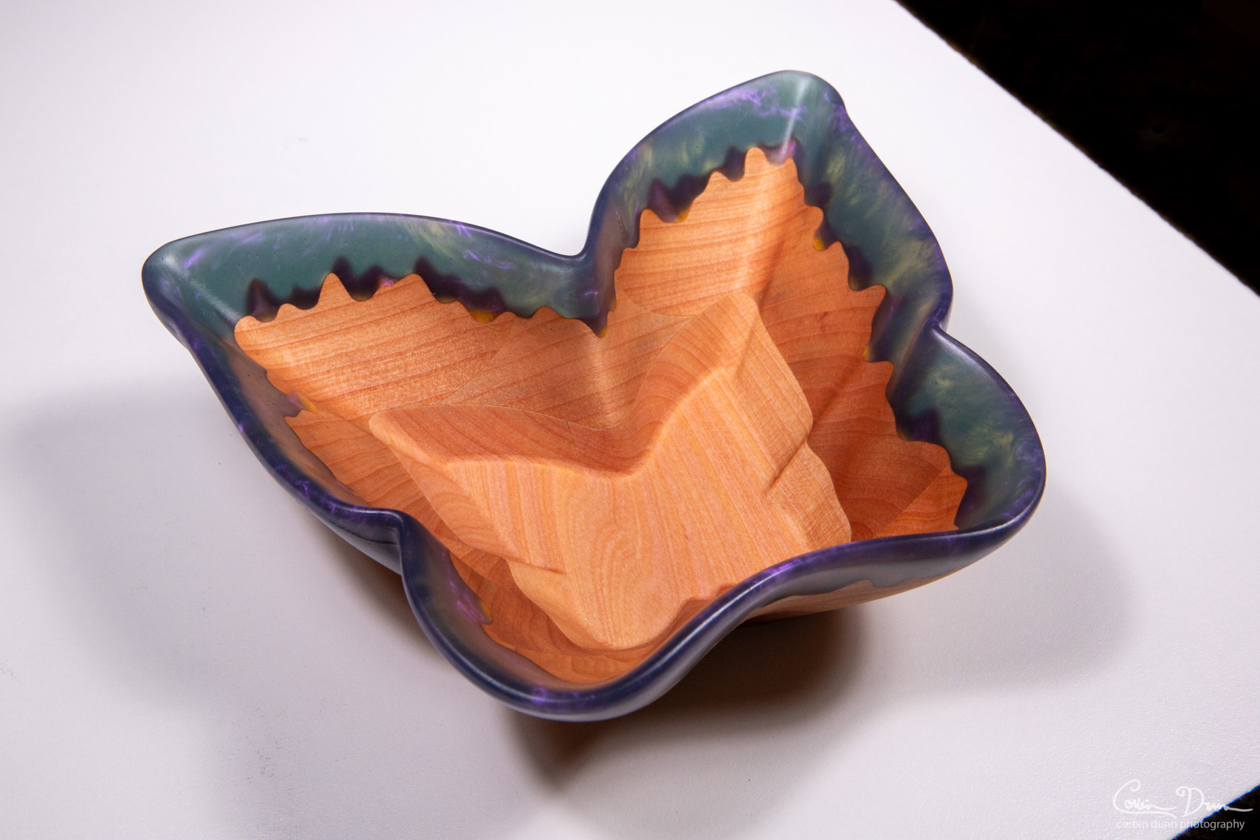 Butterfly Bowl - Madrone with Purple Epoxy Drips