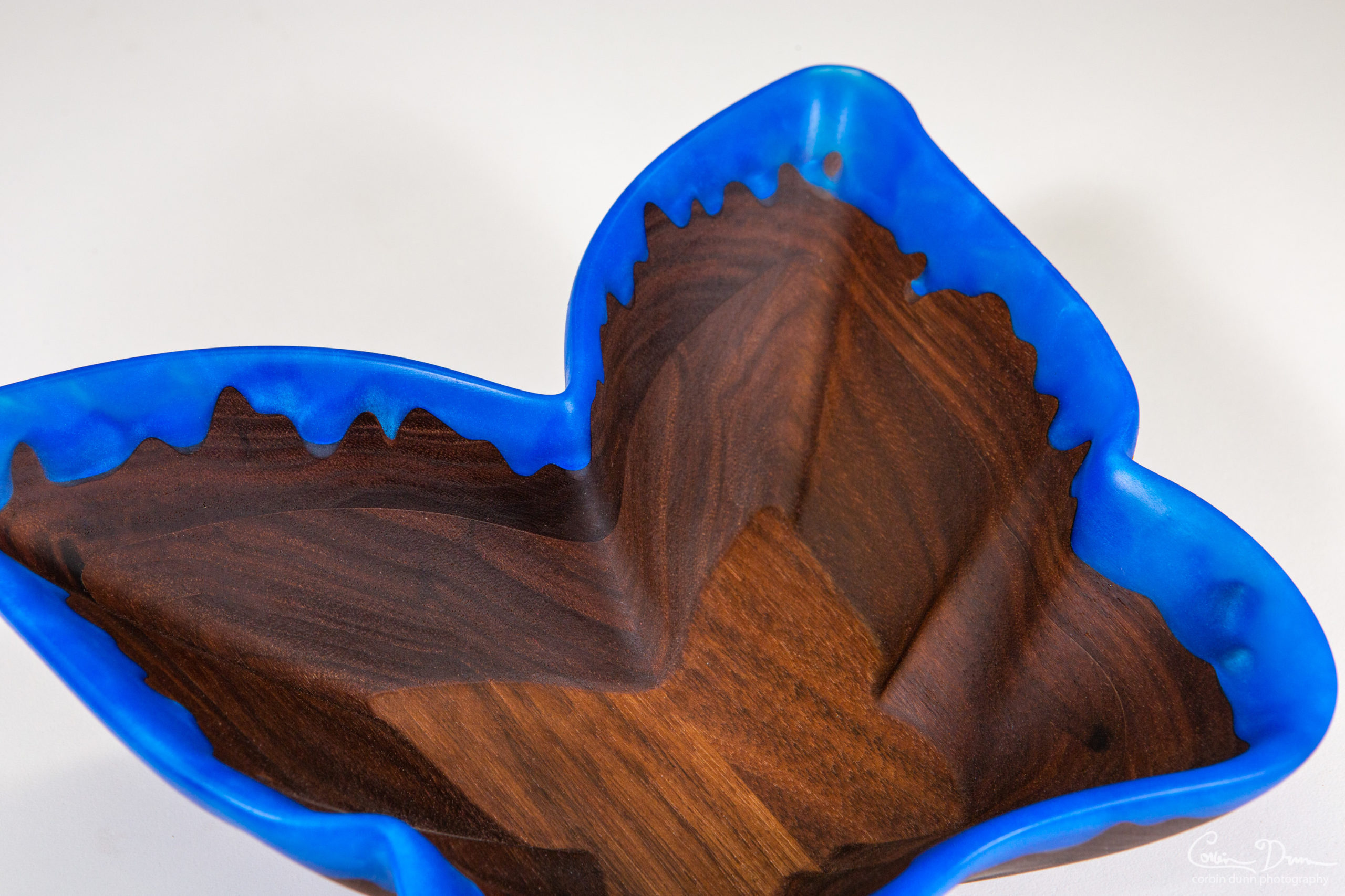 Butterfly Bowl - Walnut With Blue Epoxy Drips - Image 6