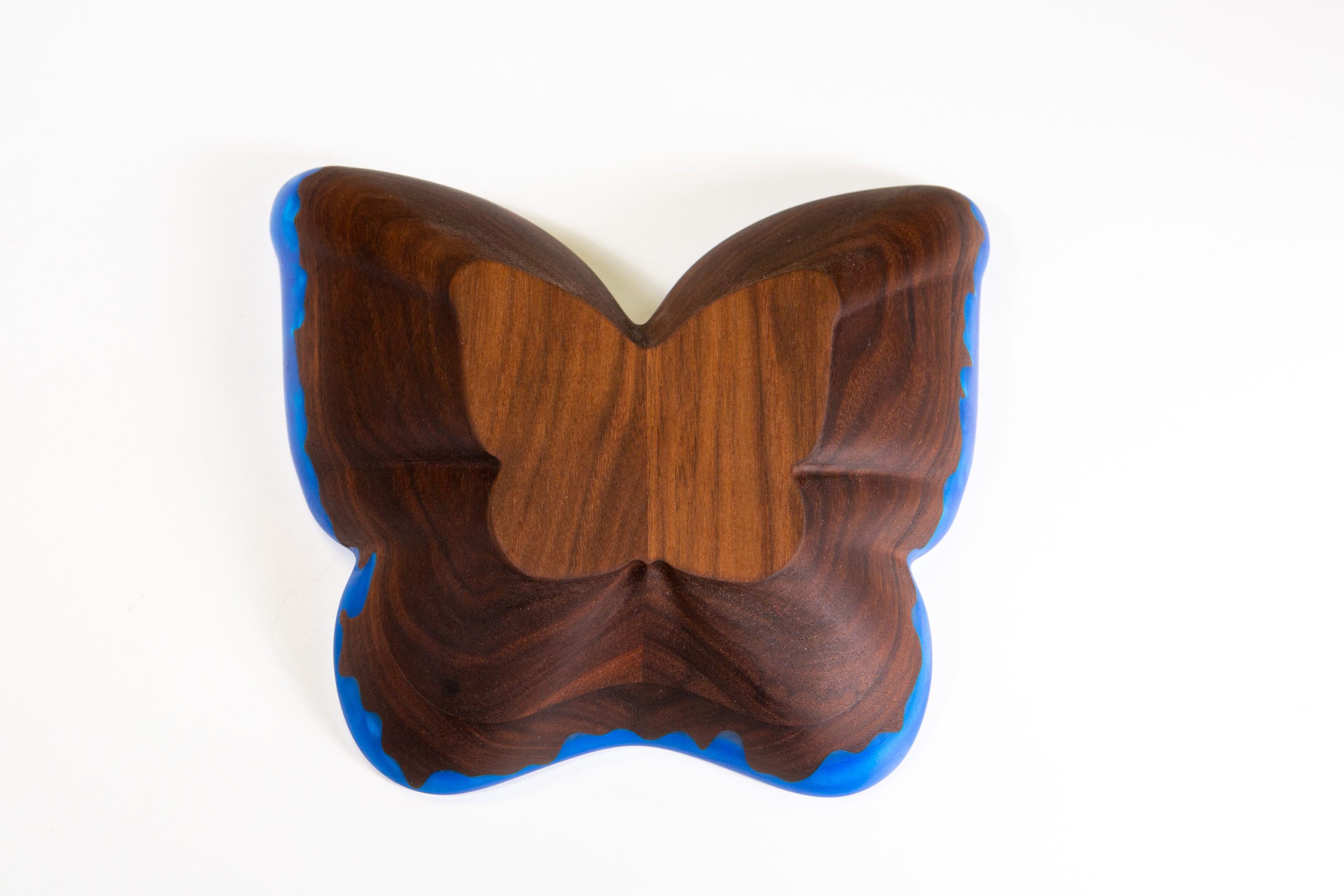 Butterfly Bowl - Walnut With Blue Epoxy Drips - Image 7