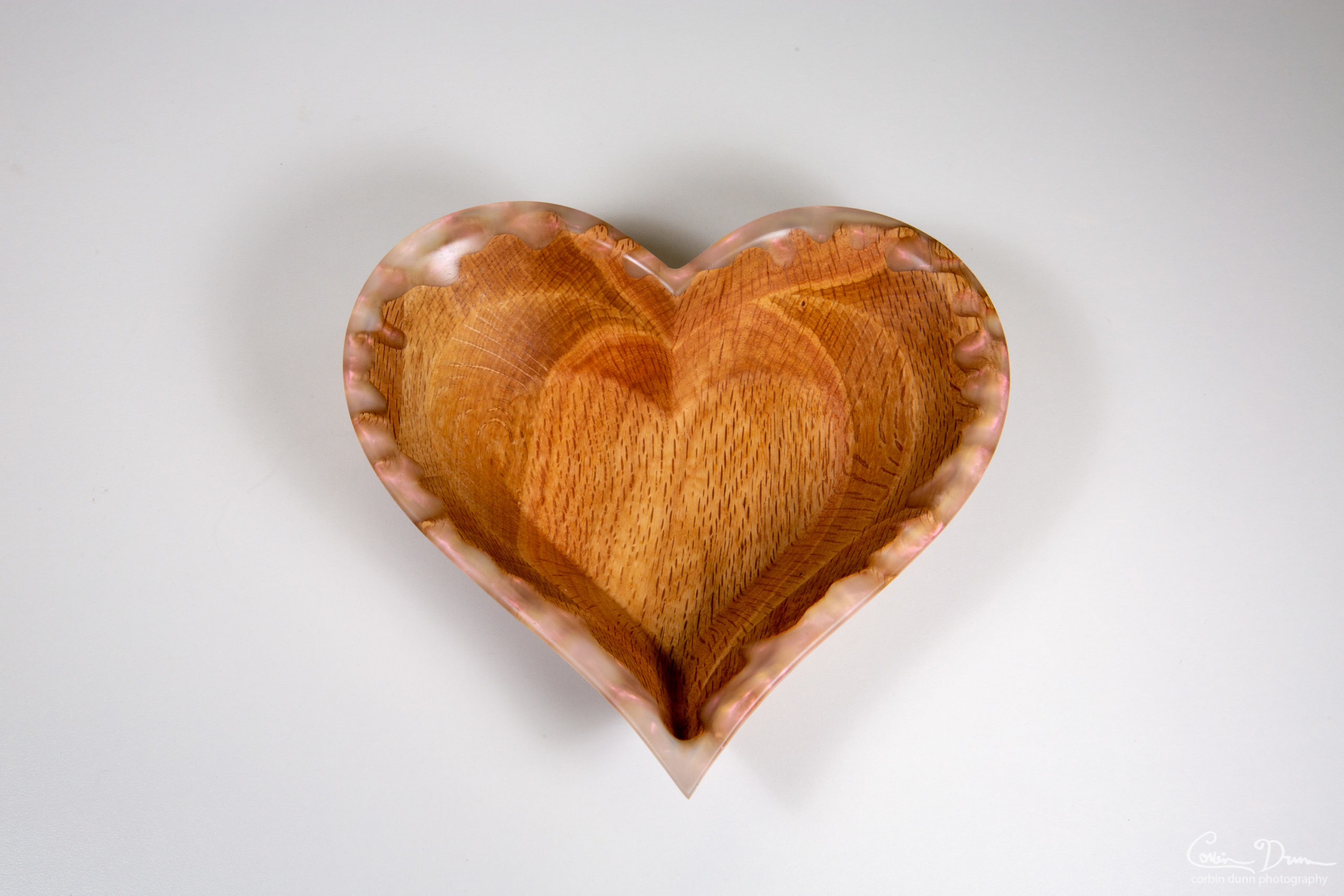 Heart Bowl - Oak With Ghost Red Epoxy Drips - Image 5