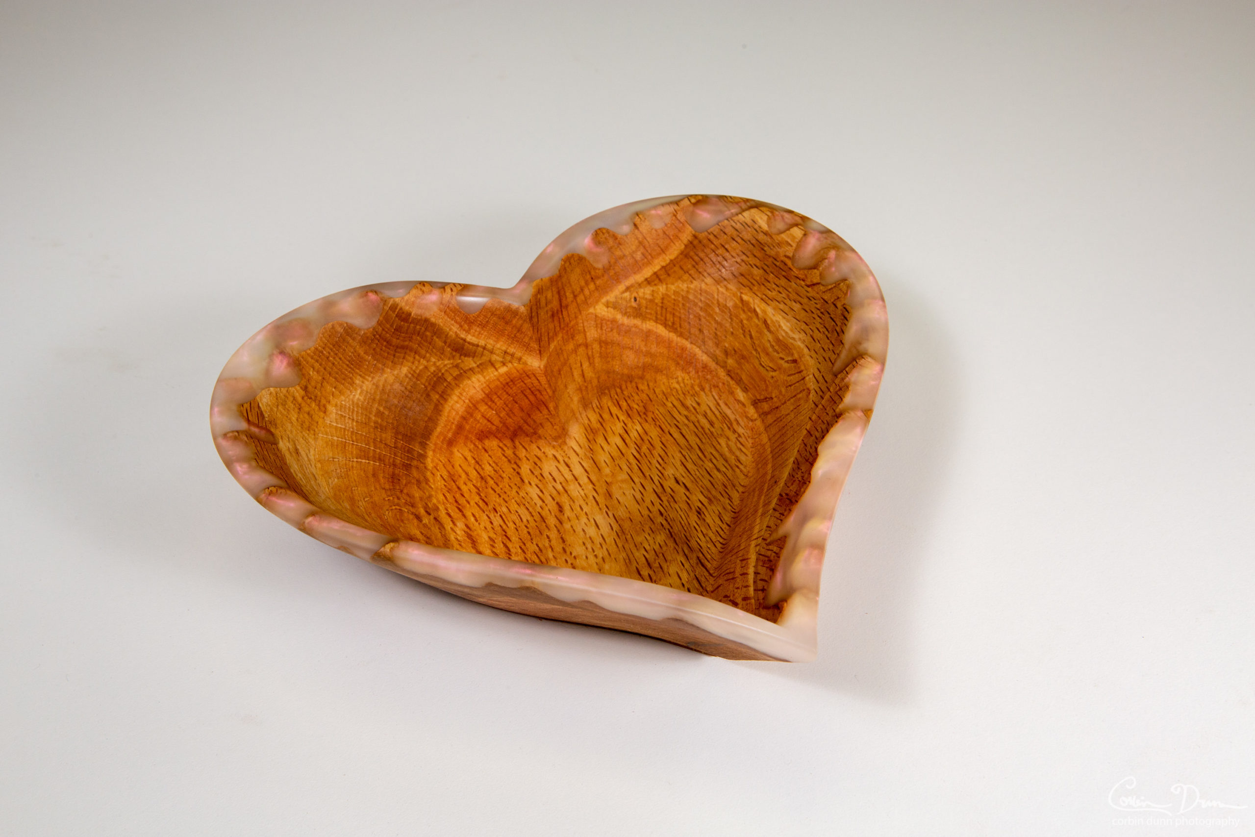 Heart Bowl - Oak With Ghost Red Epoxy Drips - Image 4