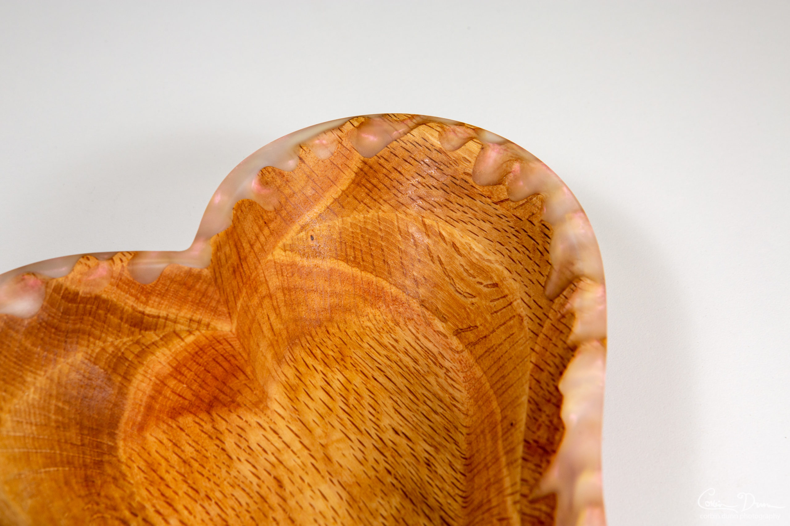 Heart Bowl - Oak With Ghost Red Epoxy Drips - Image 3