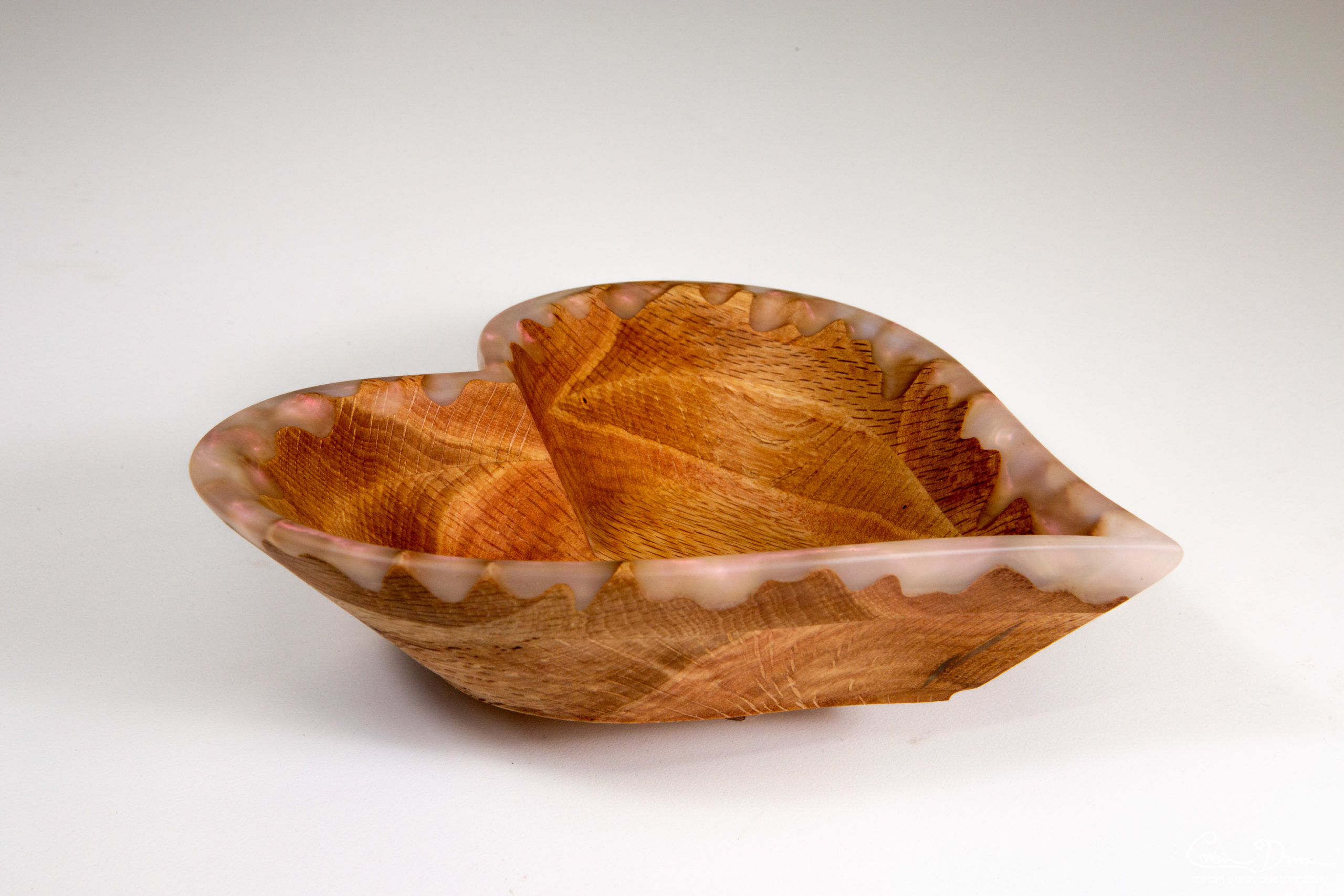 Heart Bowl - Oak With Ghost Red Epoxy Drips - Image 2