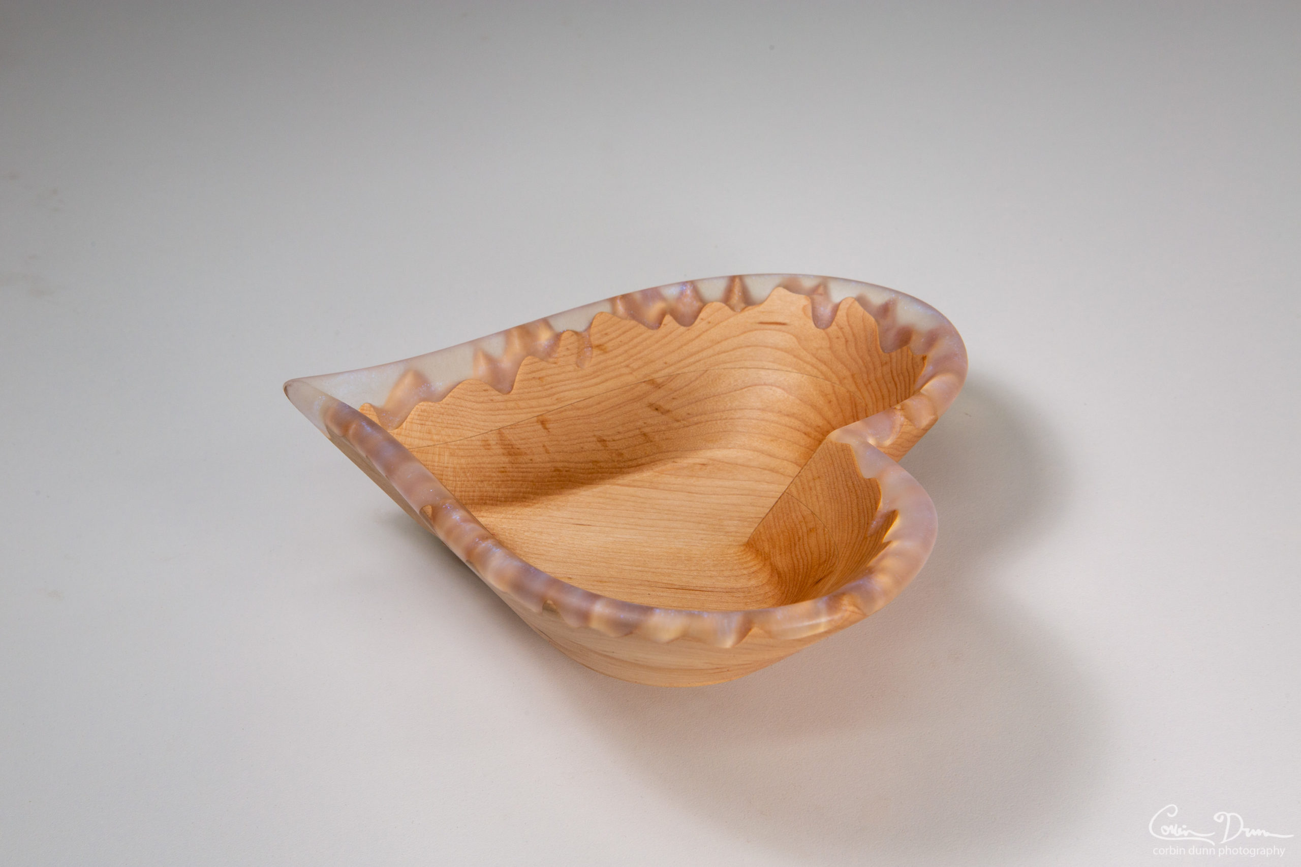 Heart Bowl - Maple Wood With Ghost Diamond Blue Epoxy Drips - Image 4