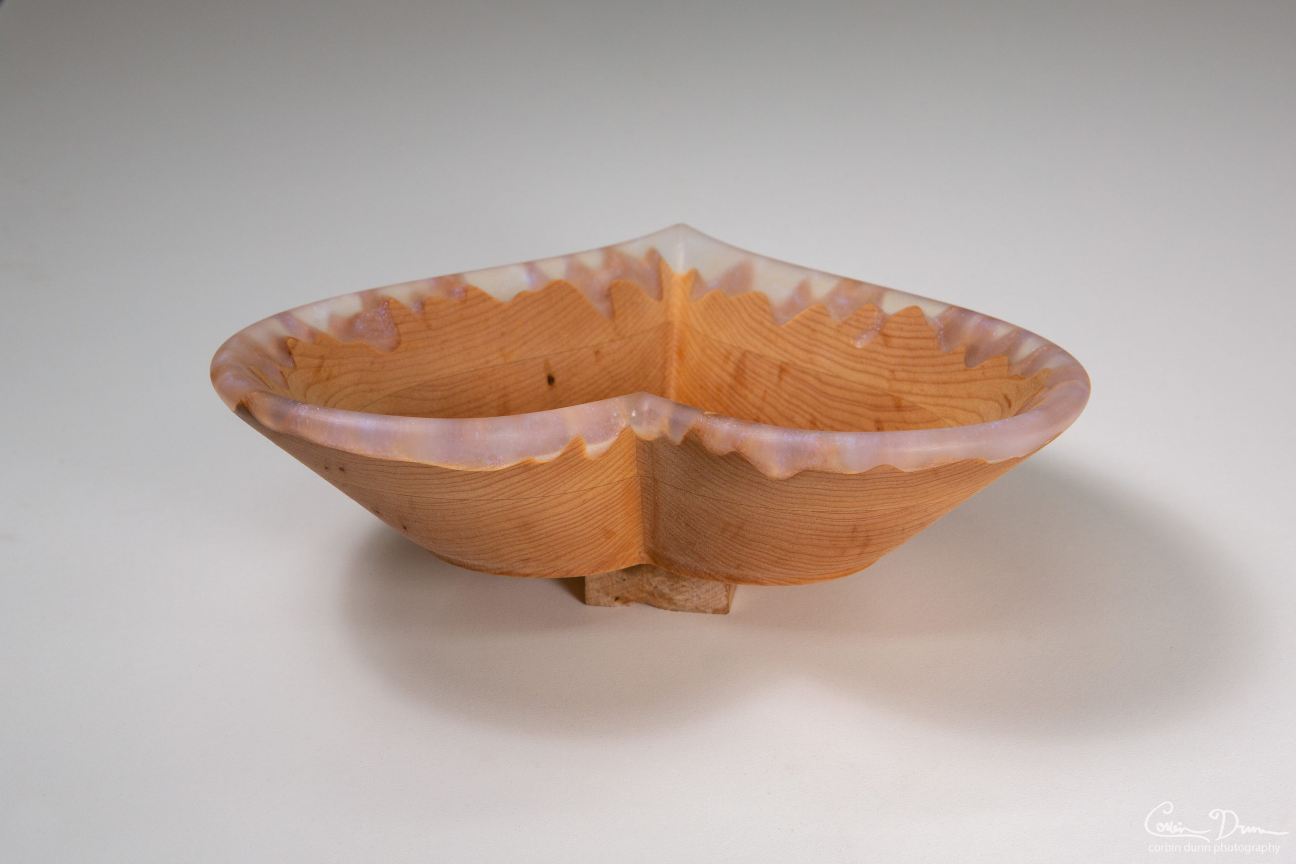 Heart Bowl - Maple Wood With Ghost Diamond Blue Epoxy Drips - Image 5