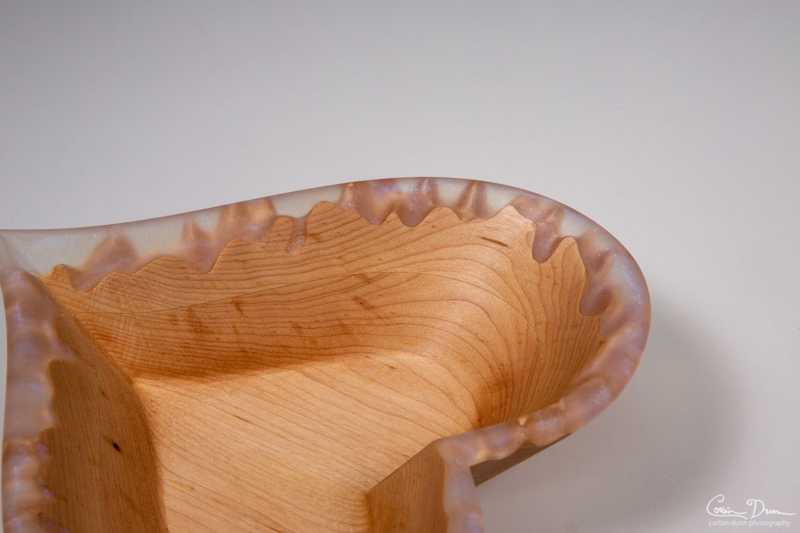 Heart Bowl - Maple Wood With Ghost Diamond Blue Epoxy Drips - Image 6