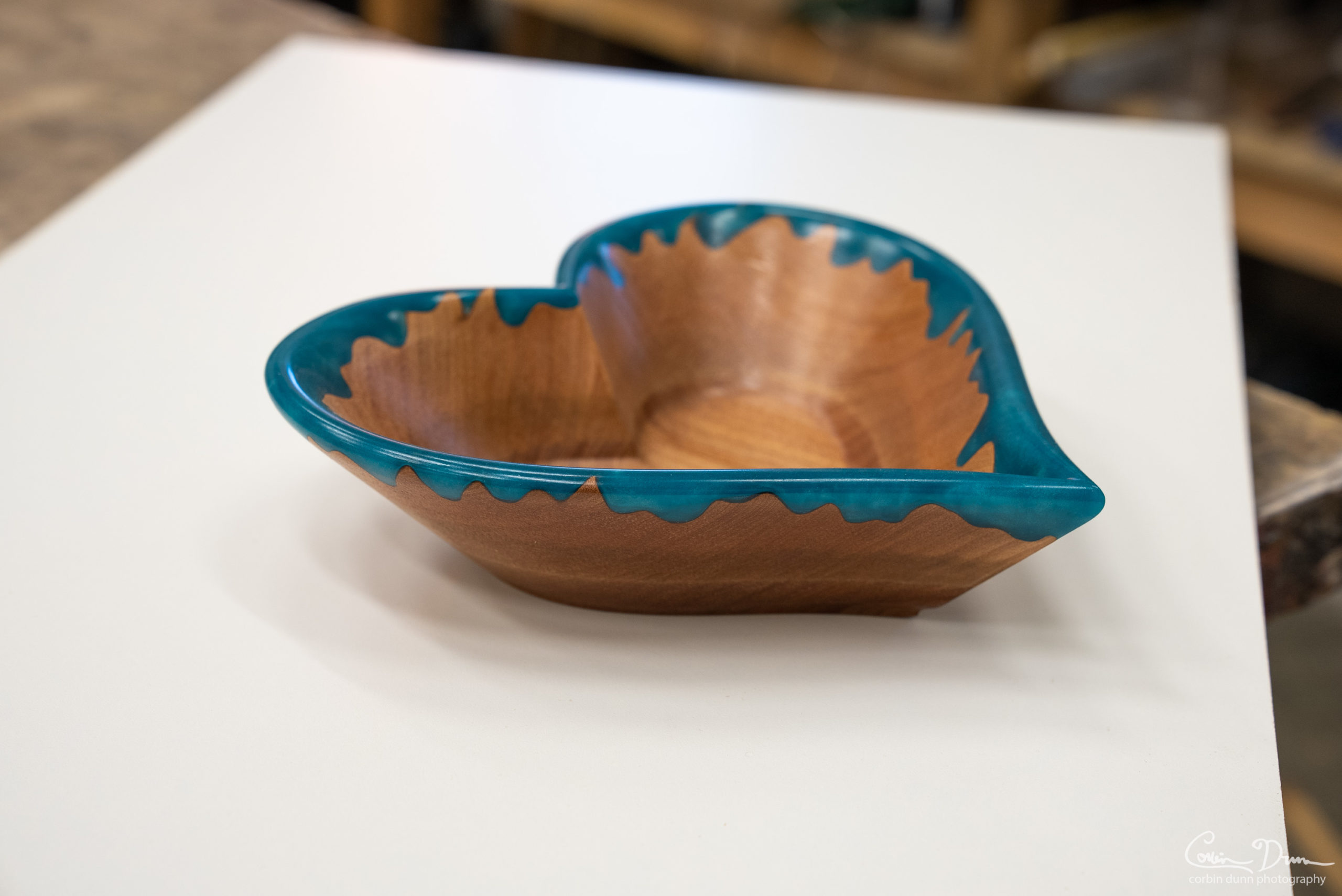 Heart Bowl - Madrone with Bora Bora Blue - Image 5