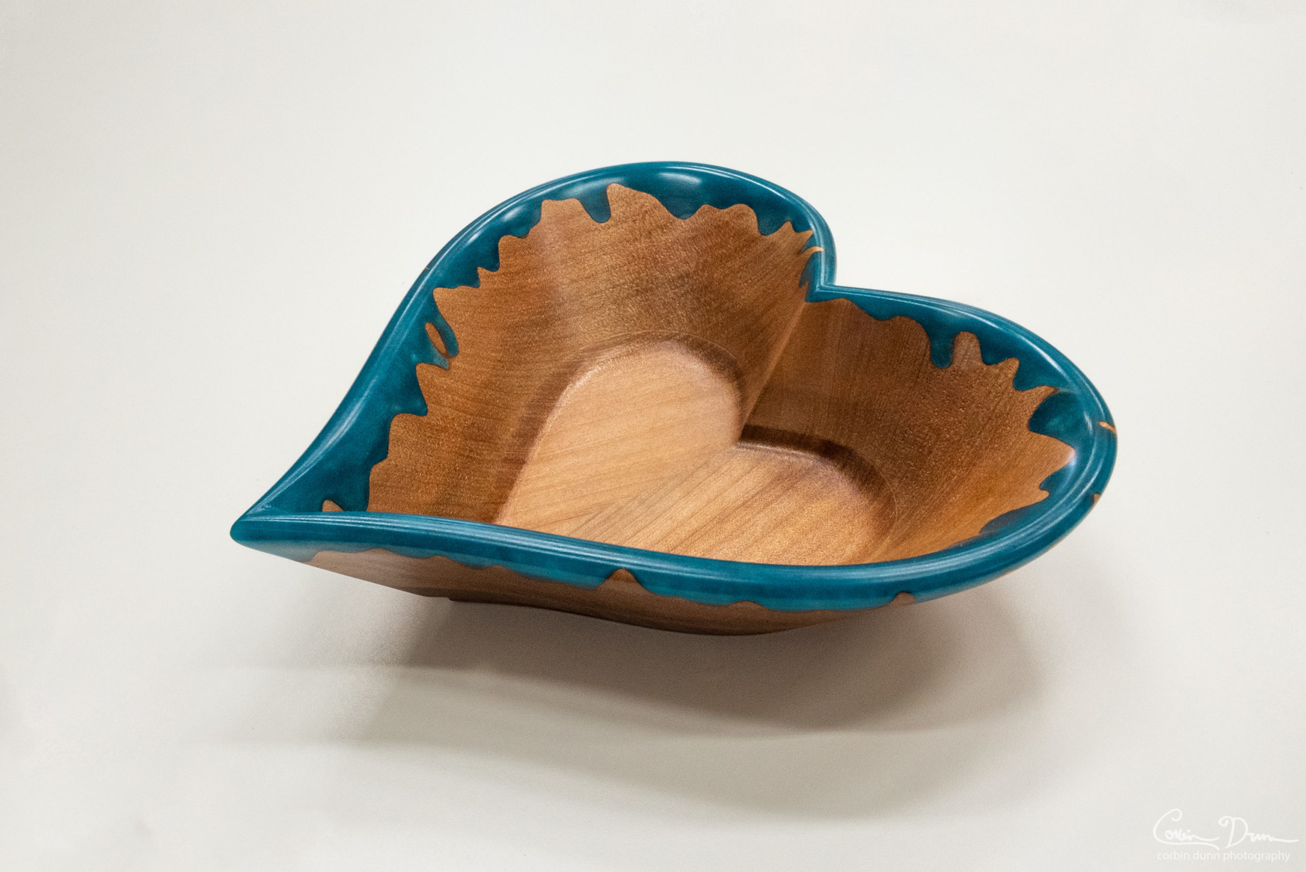 Heart Bowl - Madrone with Bora Bora Blue - Image 3