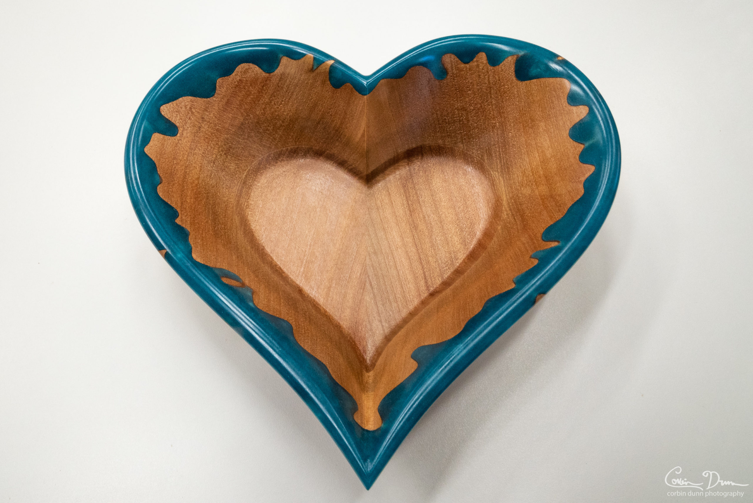 Heart Bowl - Madrone with Bora Bora Blue - Image 2