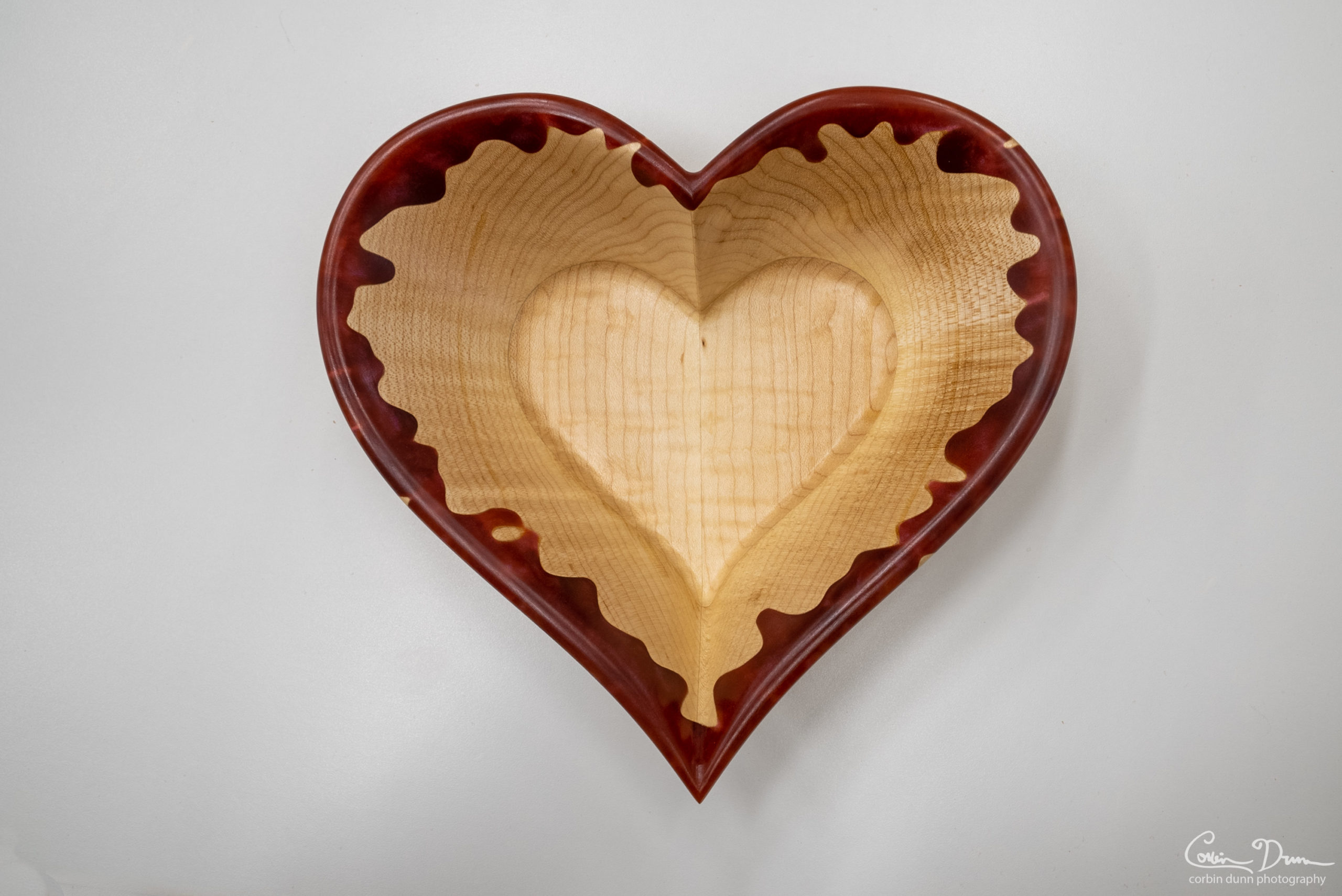 Heart Bowl - Maple Wood Bowl with Dark Red (Dragons Breath) - Image 2
