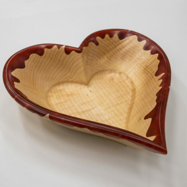 Heart Bowl - Maple Wood Bowl with Dark Red (Dragons Breath)