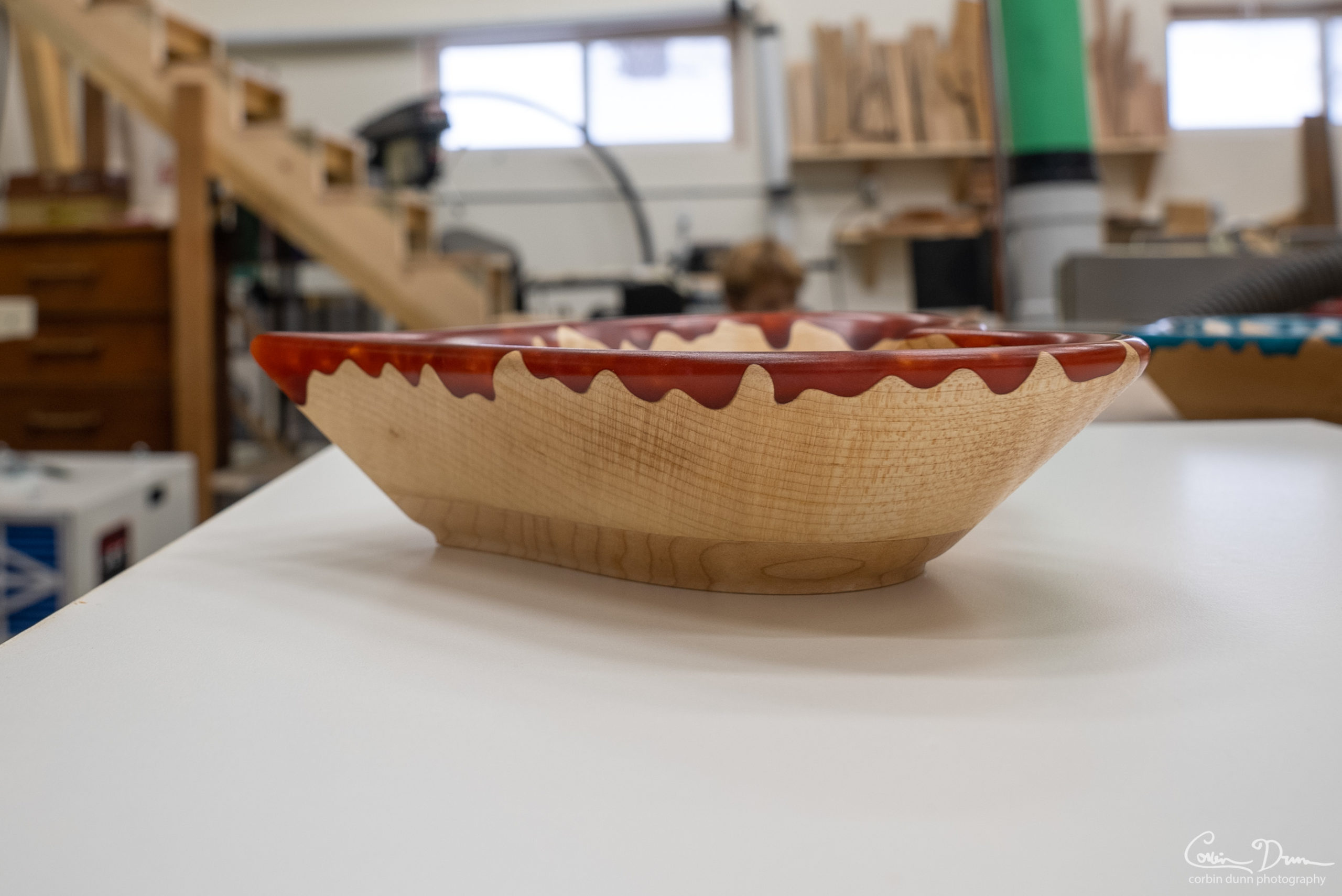 Heart Bowl - Maple Wood Bowl with Dark Red (Dragons Breath) - Image 5