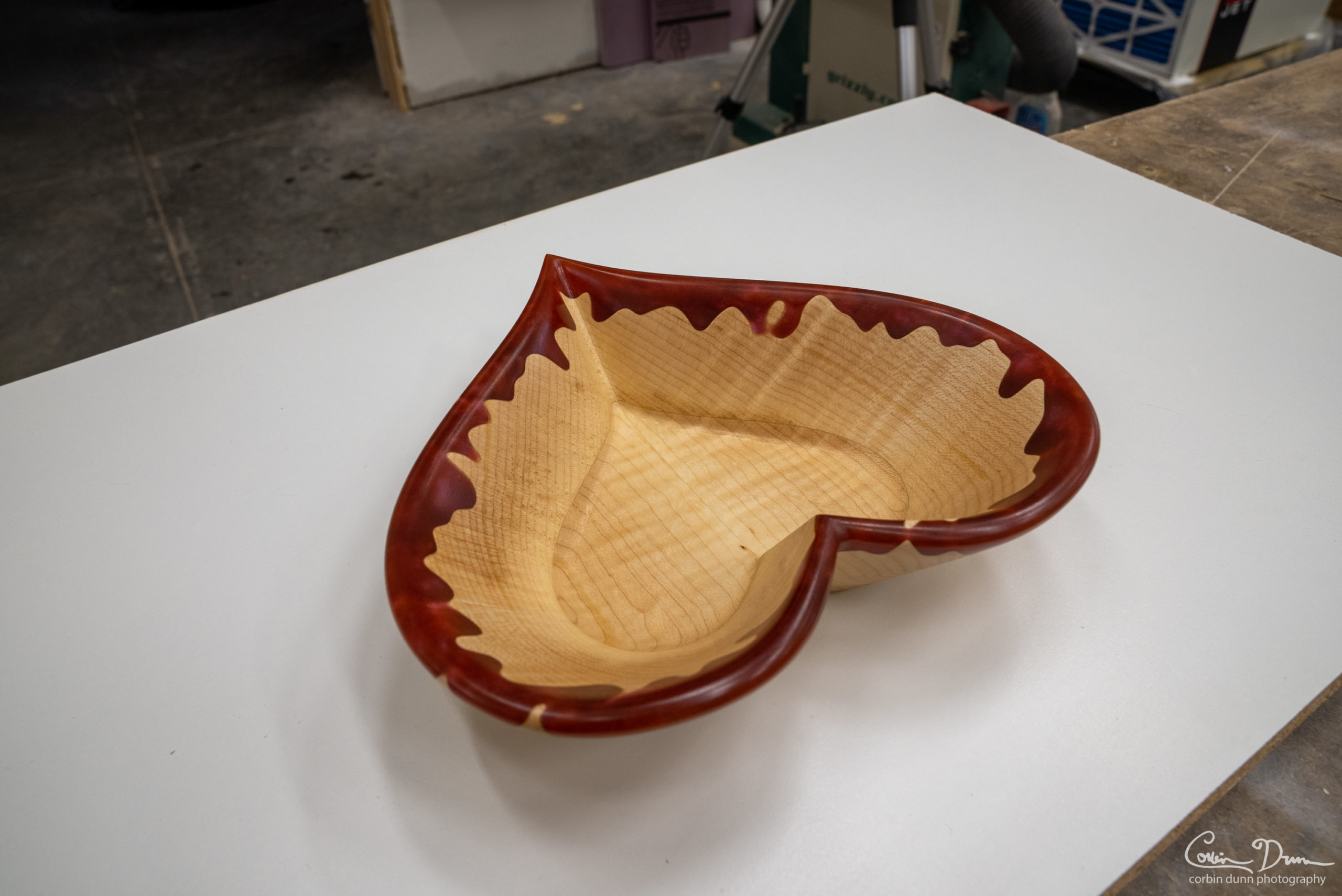 Heart Bowl - Maple Wood Bowl with Dark Red (Dragons Breath) - Image 4