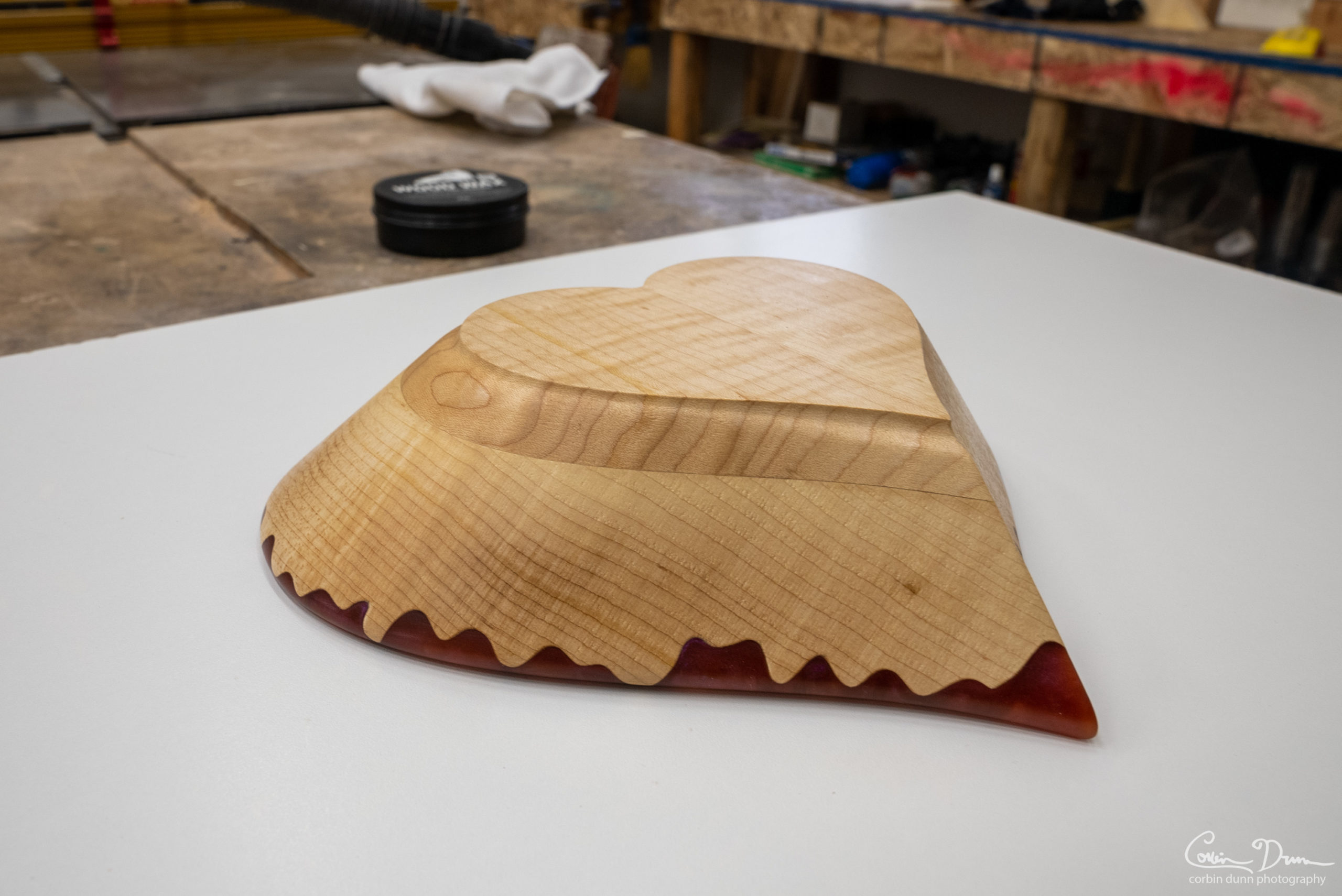 Heart Bowl - Maple Wood Bowl with Dark Red (Dragons Breath) - Image 3