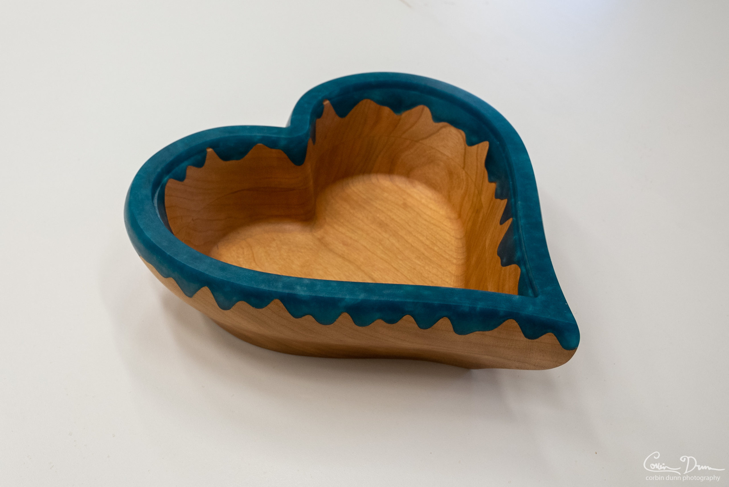 Heart Box PROTOTYPE - Cherry Wood Box with Bora Bora Blue - Image 3