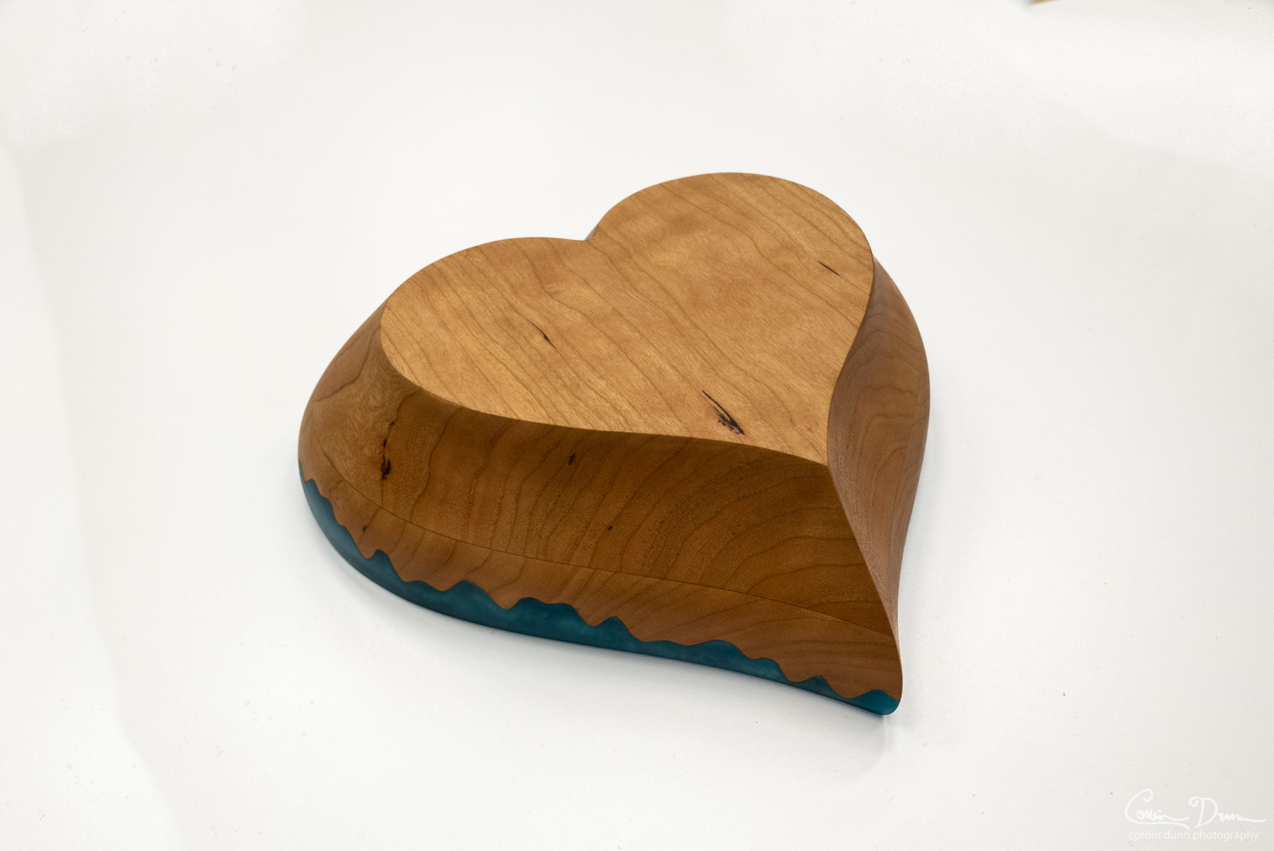 Heart Box PROTOTYPE - Cherry Wood Box with Bora Bora Blue - Image 8