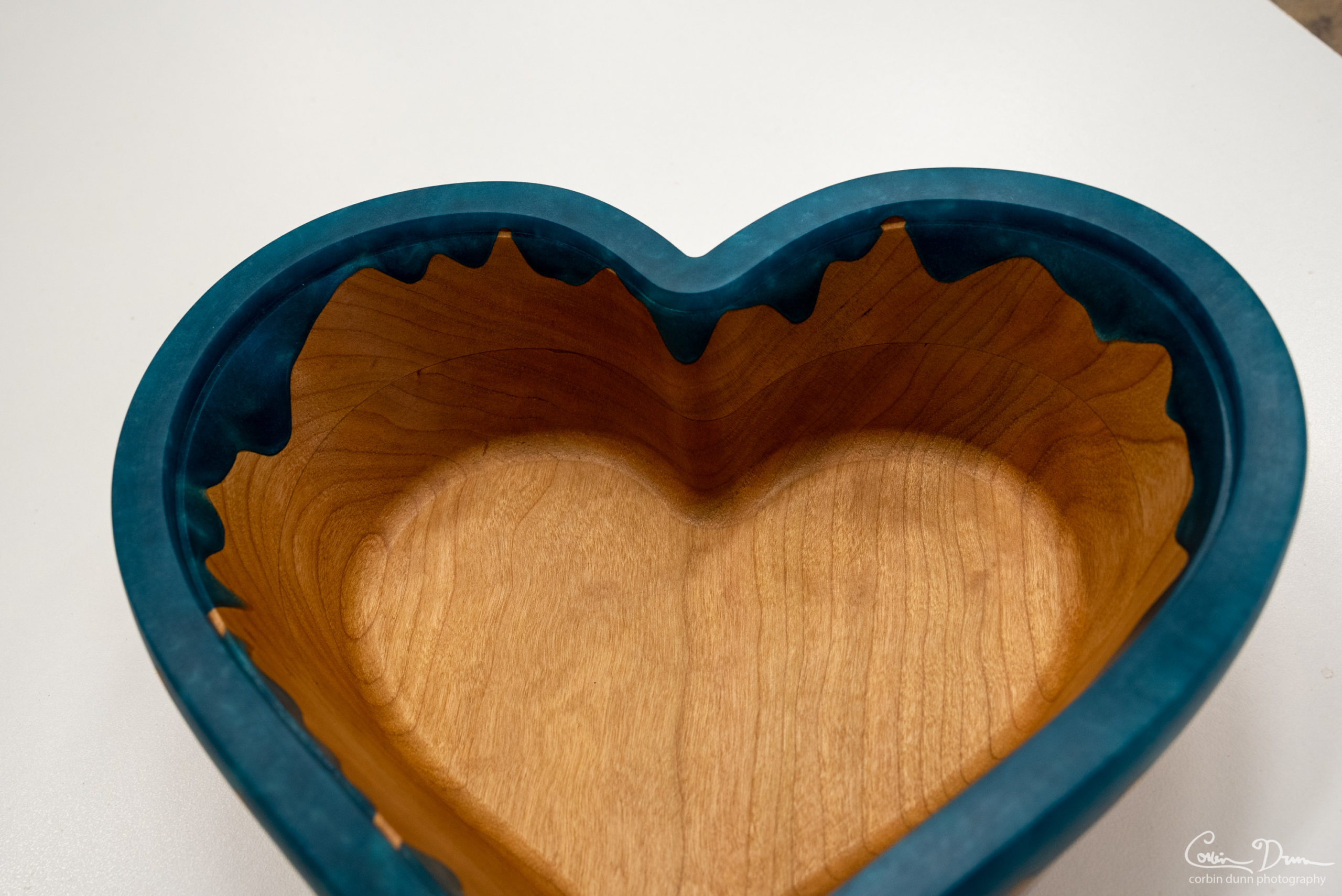 Heart Box PROTOTYPE - Cherry Wood Box with Bora Bora Blue - Image 5