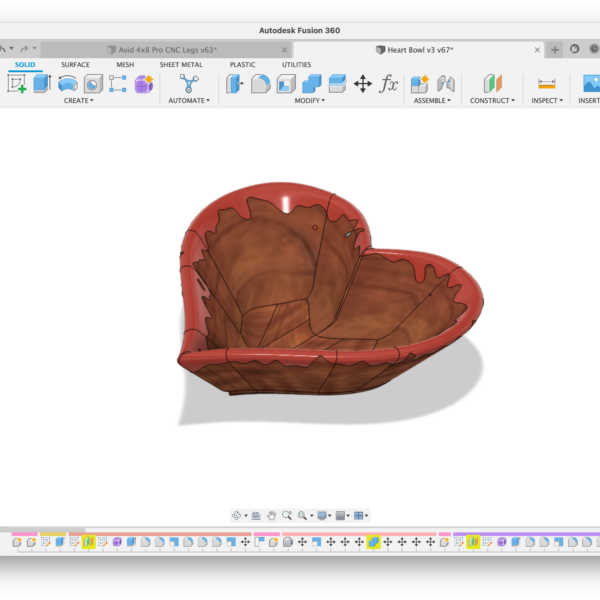 Heart Bowl Plans - Directions, Model, STL & Fusion 360 CNC Files