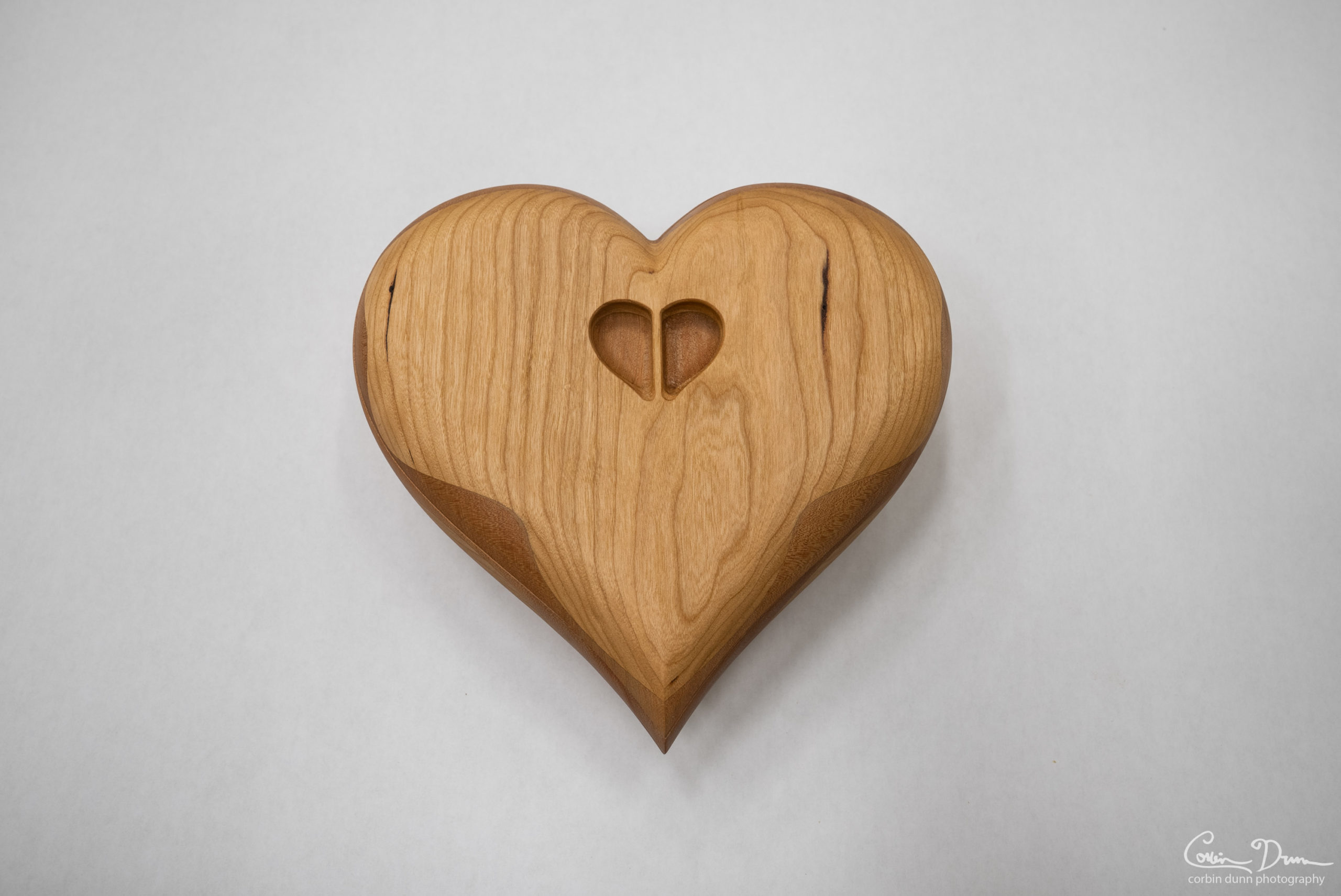 Heart Box - Cherry Wood Box with Madrone Wave - Image 6
