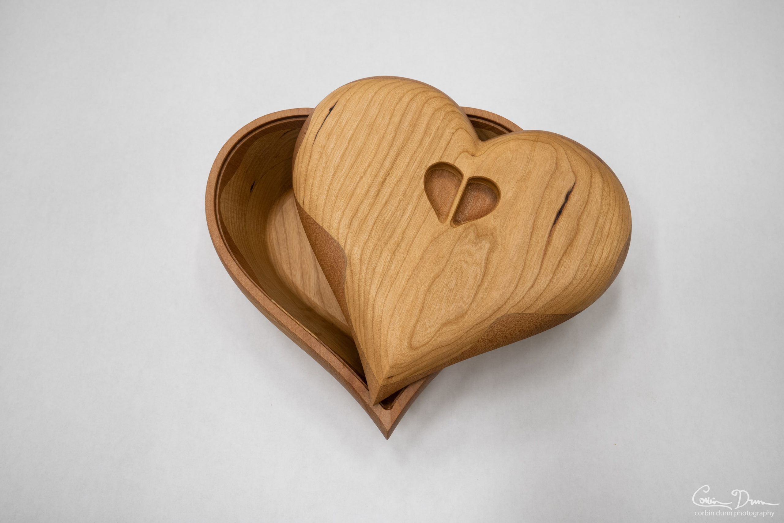 Heart Box - Cherry Wood Box with Madrone Wave - Image 3