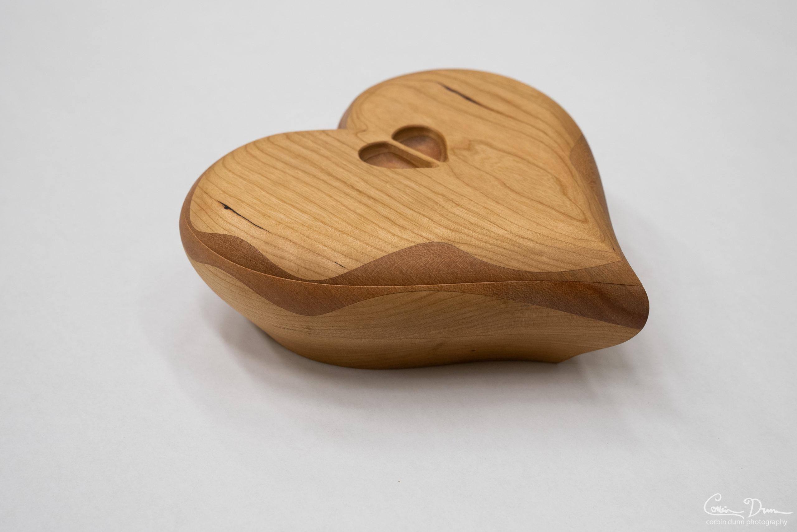 Heart Box - Cherry Wood Box with Madrone Wave - Image 2