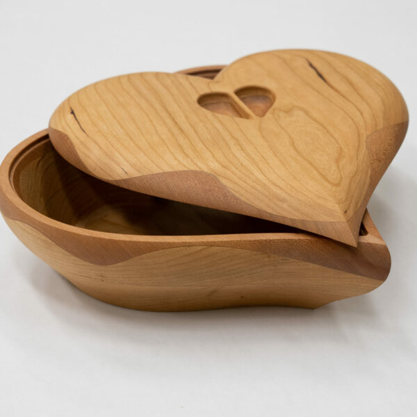 Heart Box - Cherry Wood Box with Madrone Wave