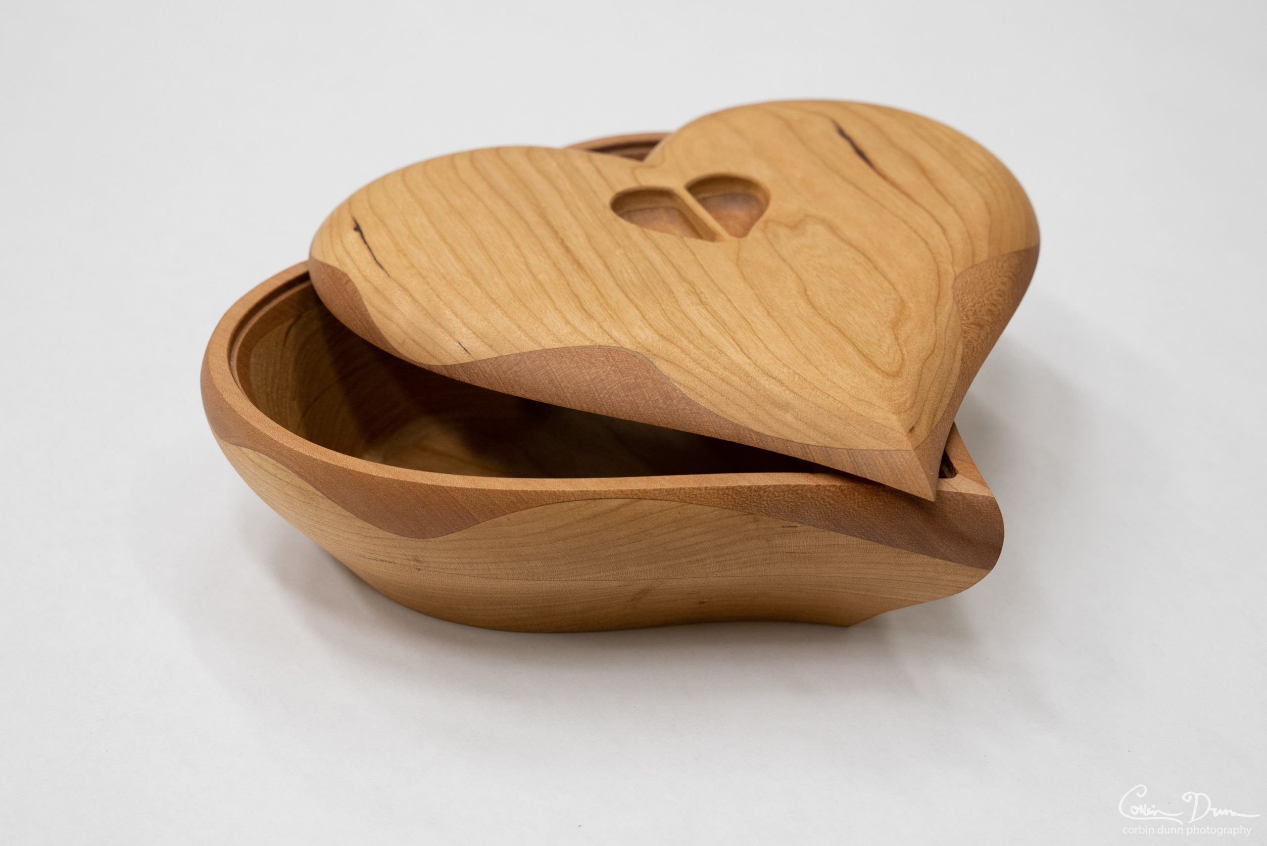 Heart Box - Cherry Wood Box with Madrone Wave