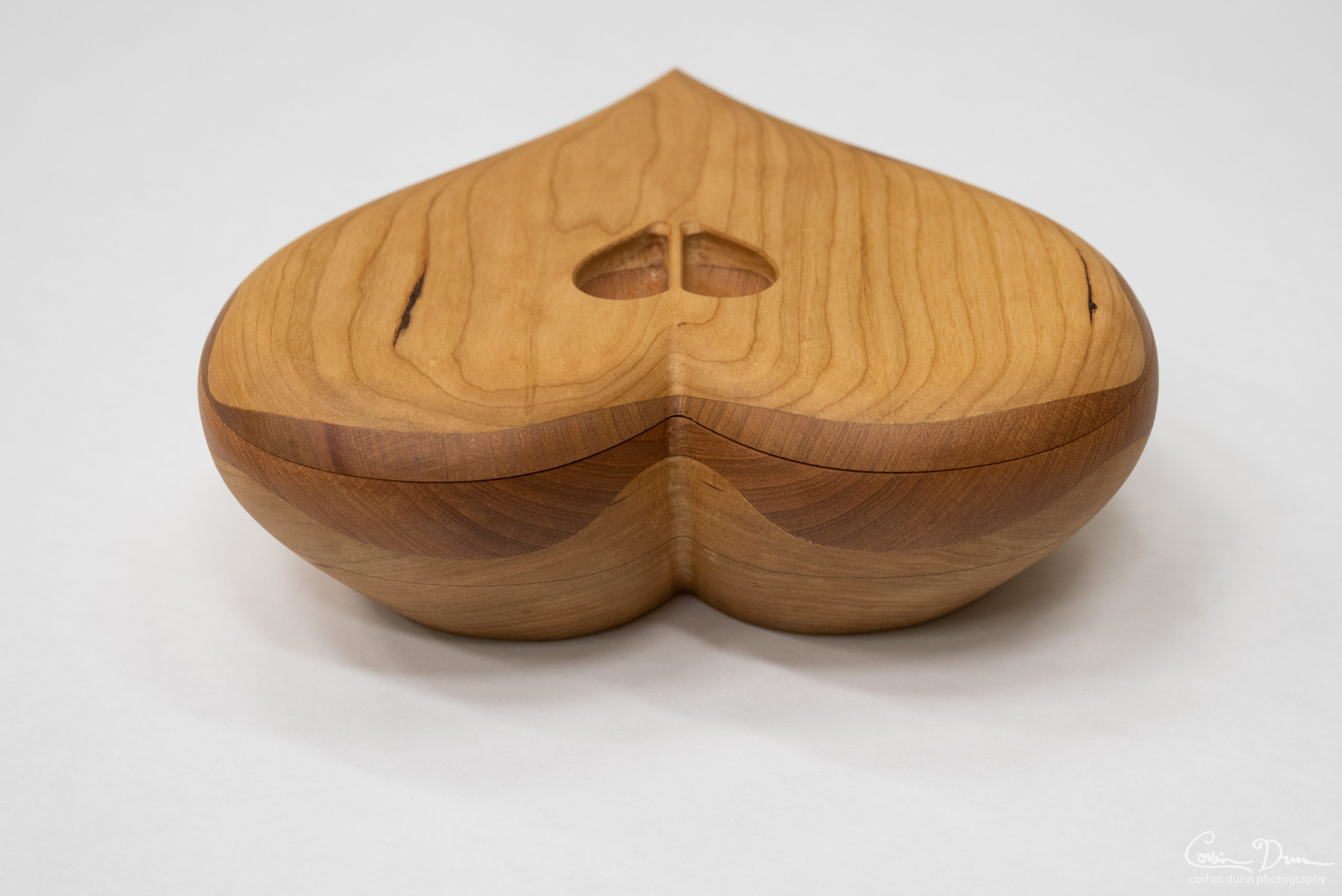 Heart Box - Cherry Wood Box with Madrone Wave - Image 5