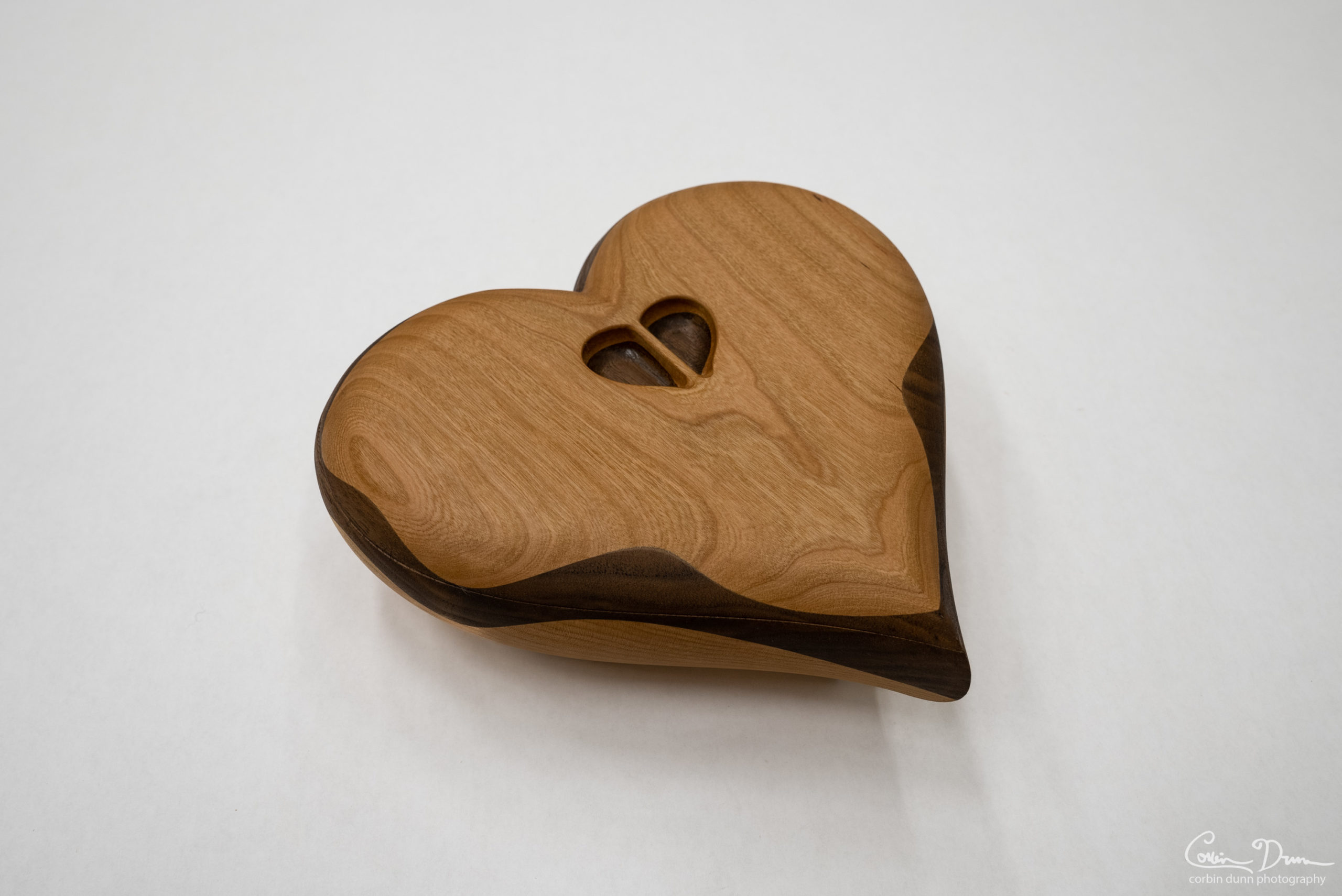 Heart Box - Cherry Wood with Black Walnut Middle Wood Wave - Jewelry Box - Image 3