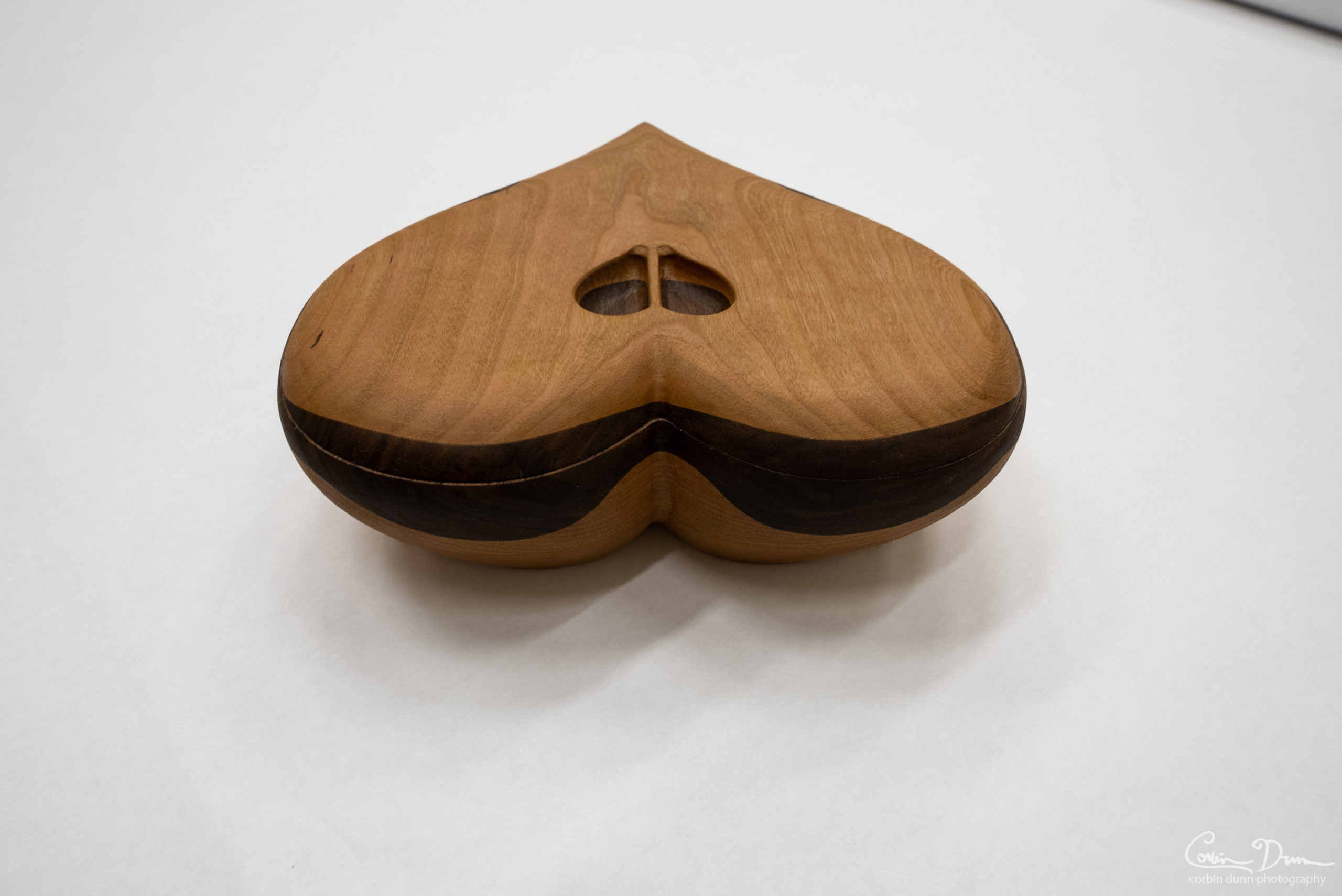 Heart Box - Cherry Wood with Black Walnut Middle Wood Wave - Jewelry Box - Image 4