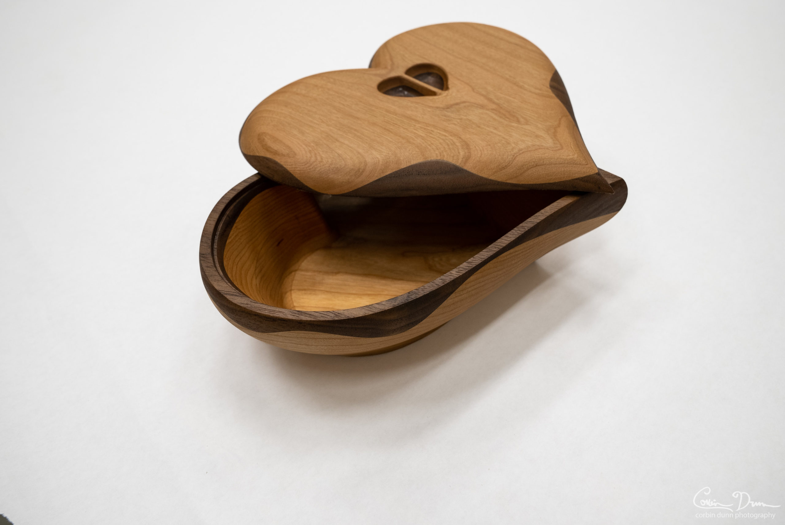Heart Box - Cherry Wood with Black Walnut Middle Wood Wave - Jewelry Box - Image 7