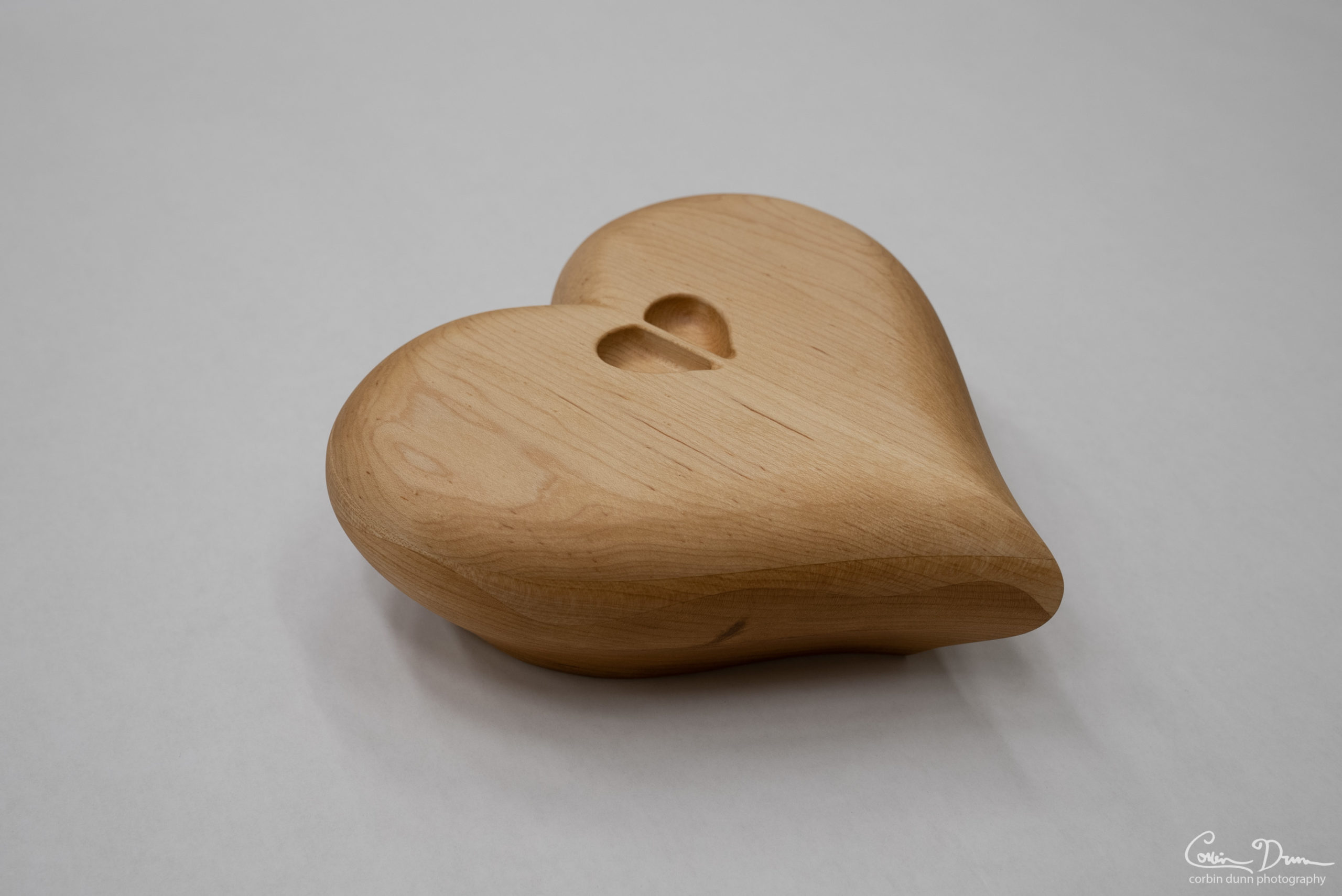 Heart Box - Cherry Wood with Maple Top Lid and Wave in the Middle - Image 7
