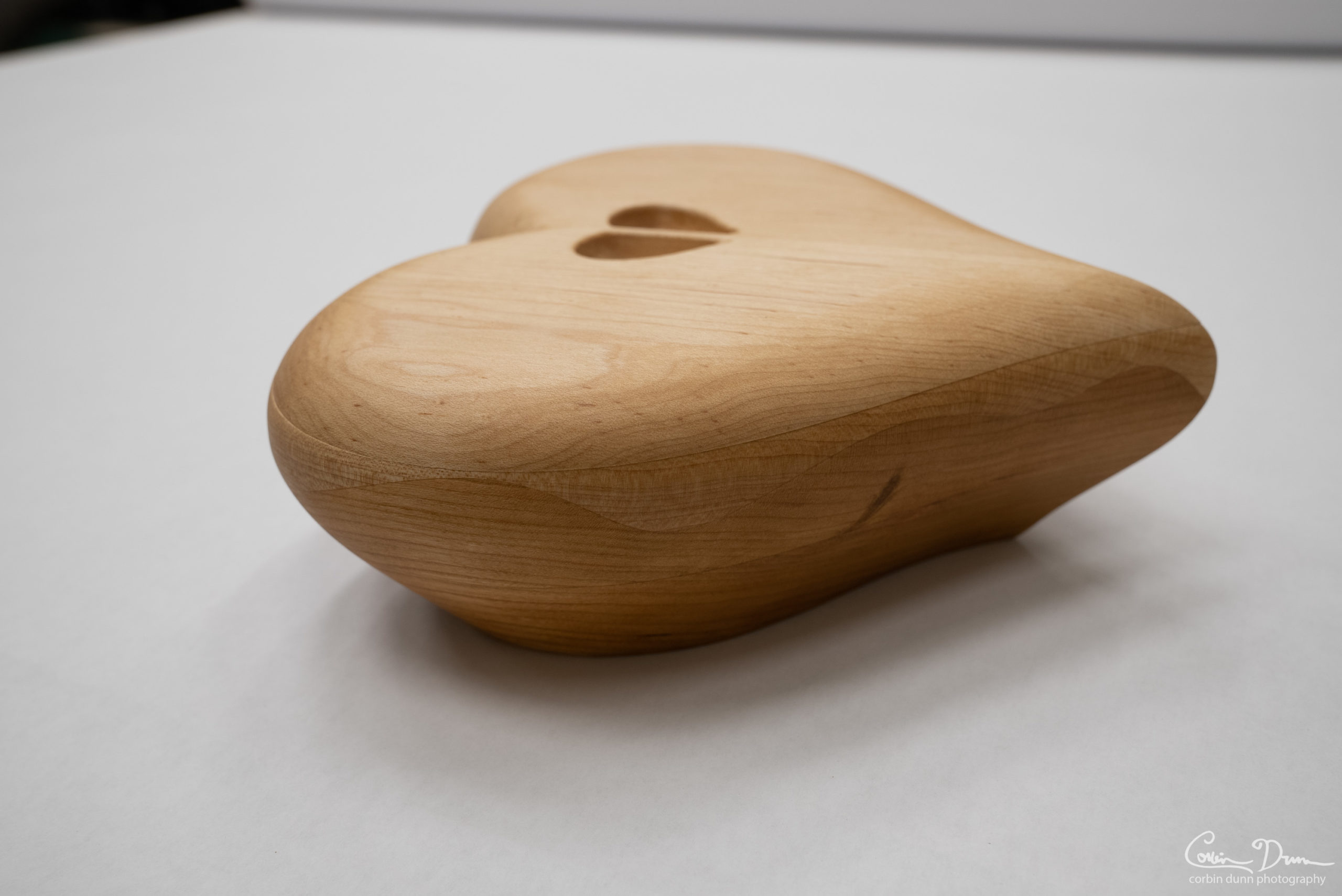 Heart Box - Cherry Wood with Maple Top Lid and Wave in the Middle - Image 6