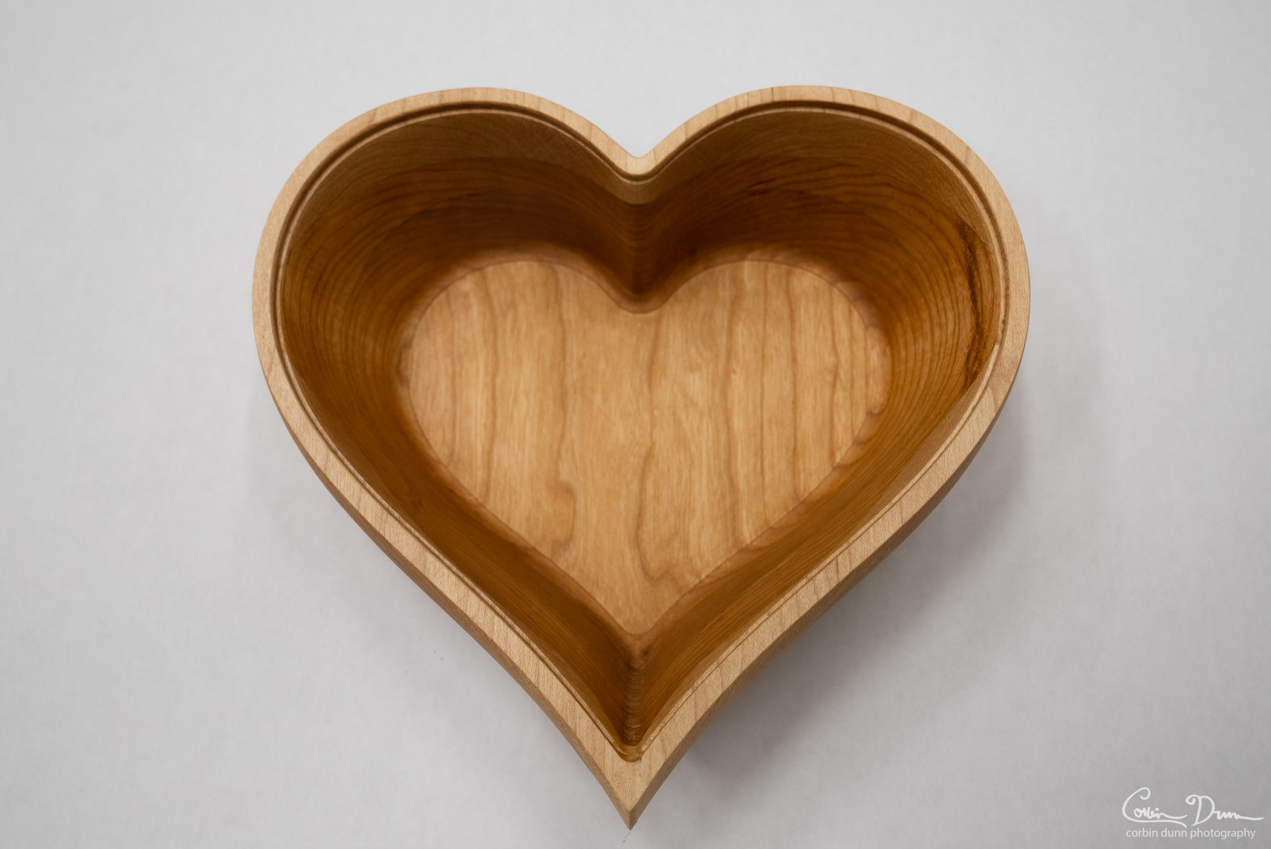 Heart Box - Cherry Wood with Maple Top Lid and Wave in the Middle - Image 5