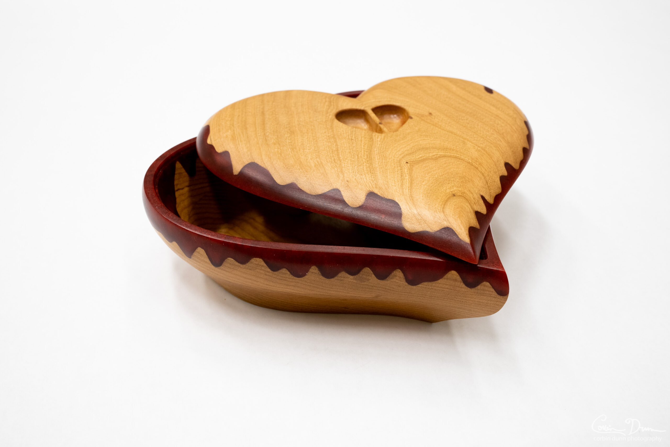 Heart Box - Cherry Wood Box with Dark Red Epoxy
