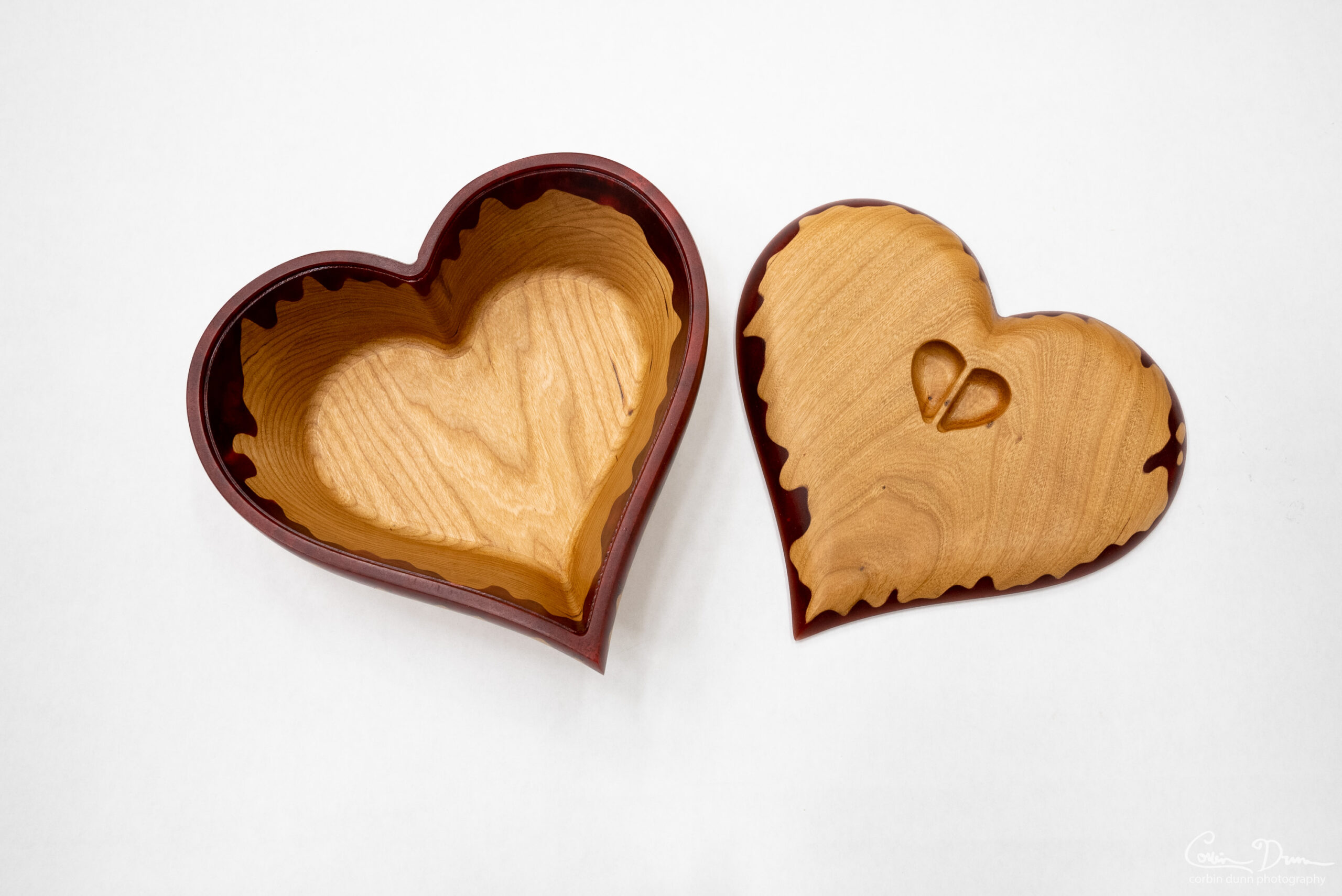 Heart Box - Cherry Wood Box with Dark Red Epoxy - Image 3