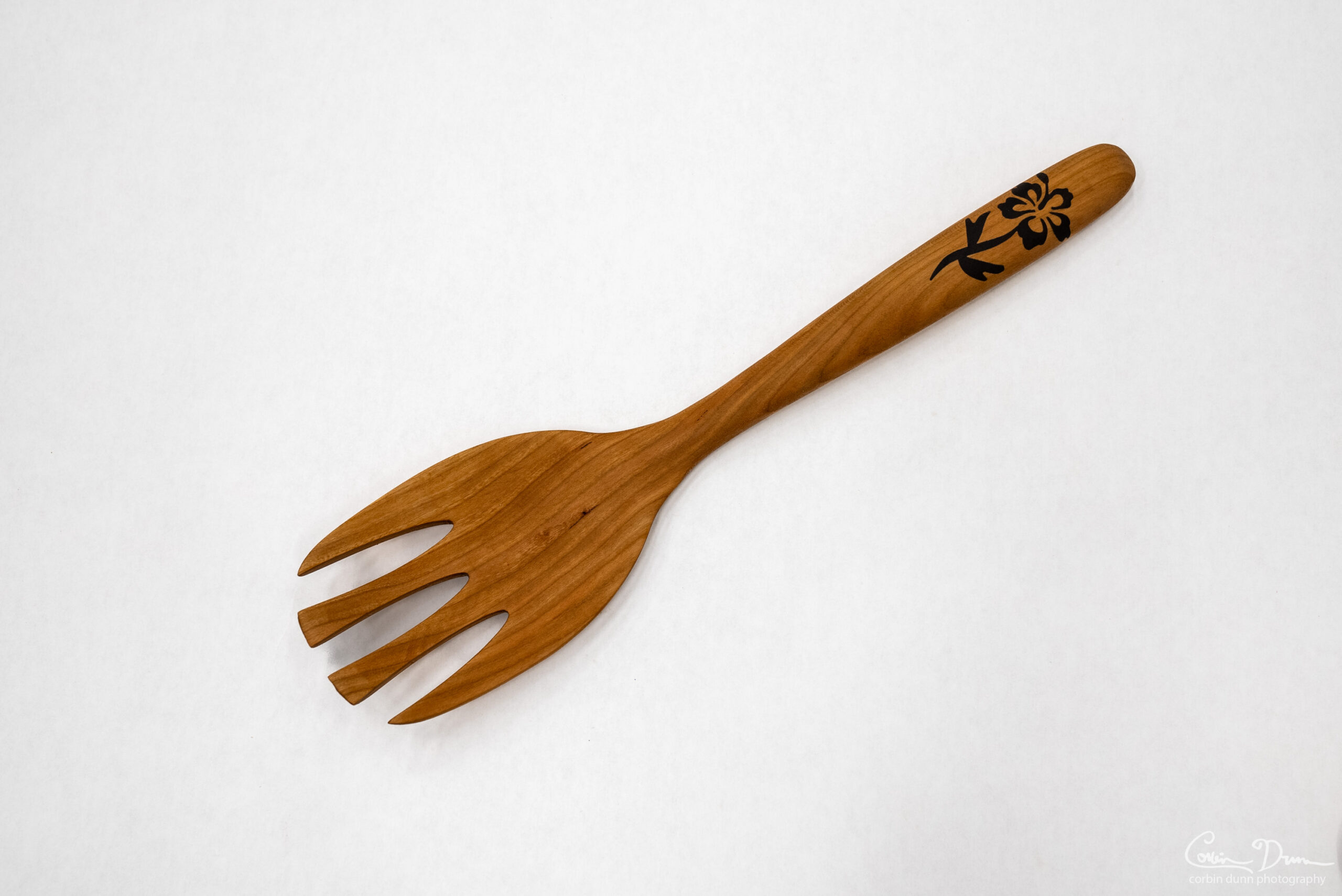 Digital File: Salad Set - Fork and Spoon - CNC Plans - Vectric VCarve file, PDF Directions, and STL Model - Wood Hibiscus or Rose Inlay - Image 5