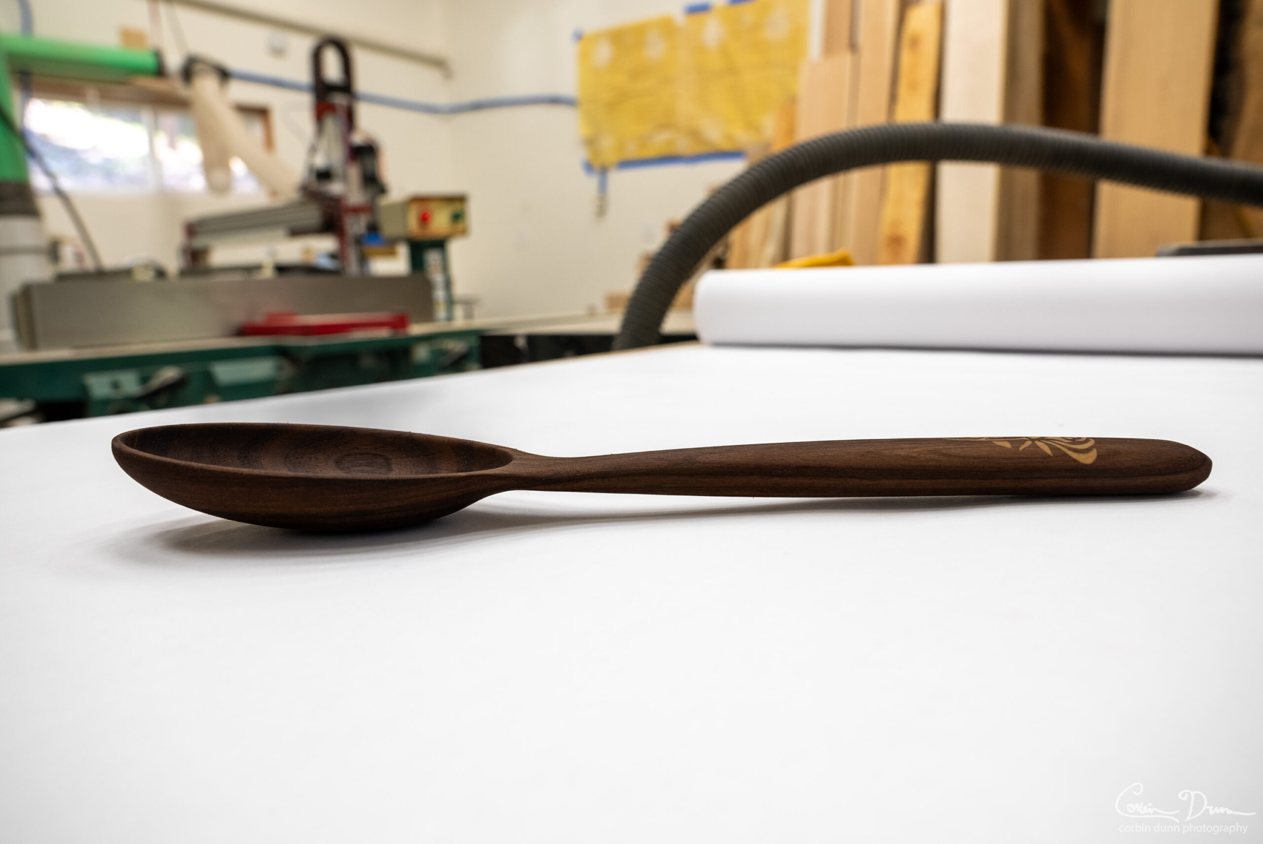 Wood Spoon and Spatula Cooking Utensils with Wood Rose Inlay - Walnut w/Maple - Image 9