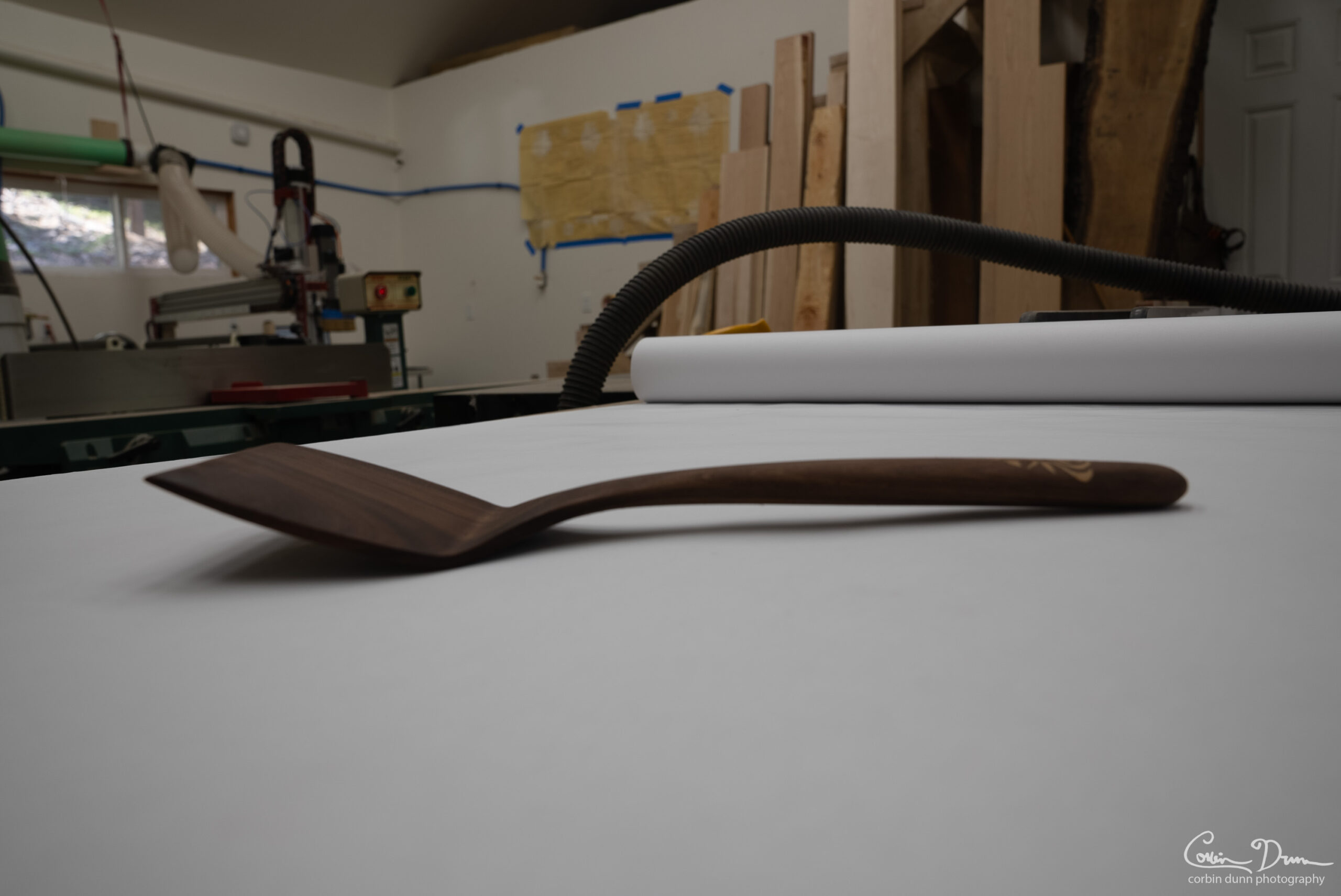 Wood Spoon and Spatula Cooking Utensils with Wood Rose Inlay - Walnut w/Maple - Image 10