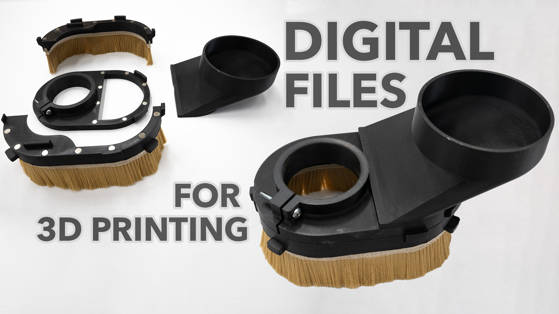 CNC Dust Shoe v3 - STL and Fusion 360 Parametric Design for 3D Printing