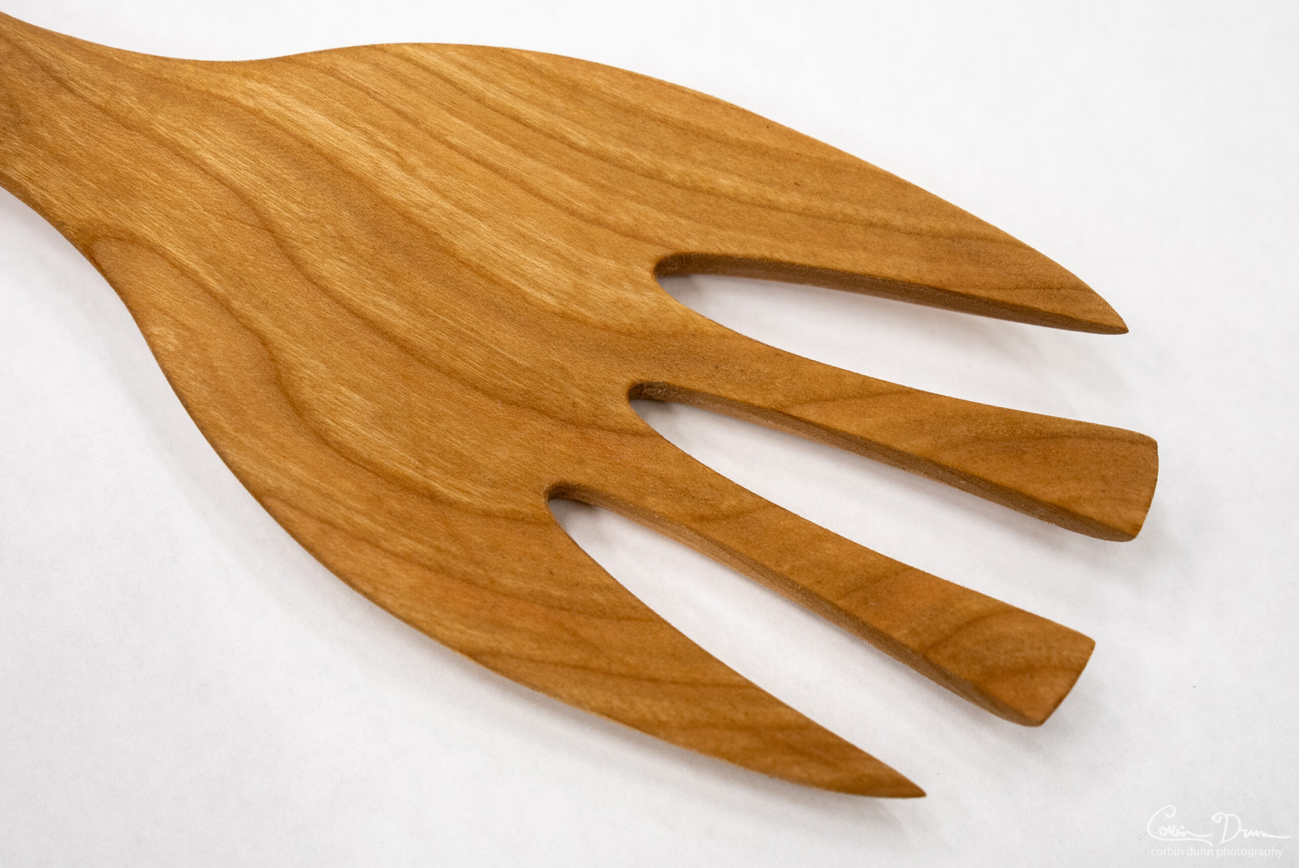 Salad Set - Fork and Spoon with Hibiscus Inlay - Cherry and Walnut - Image 5