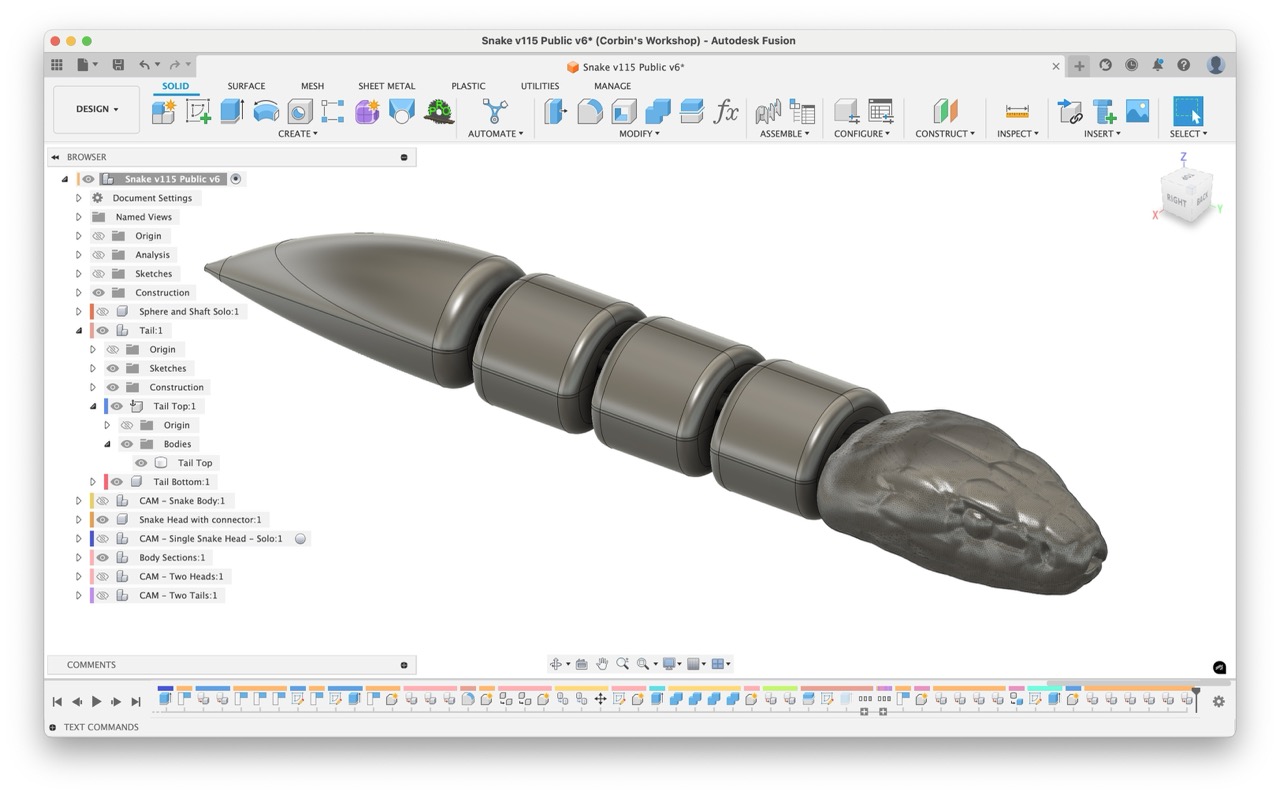 Digital Files: Articulating Wood Snake - Fusion 360 & STL Models - Image 7