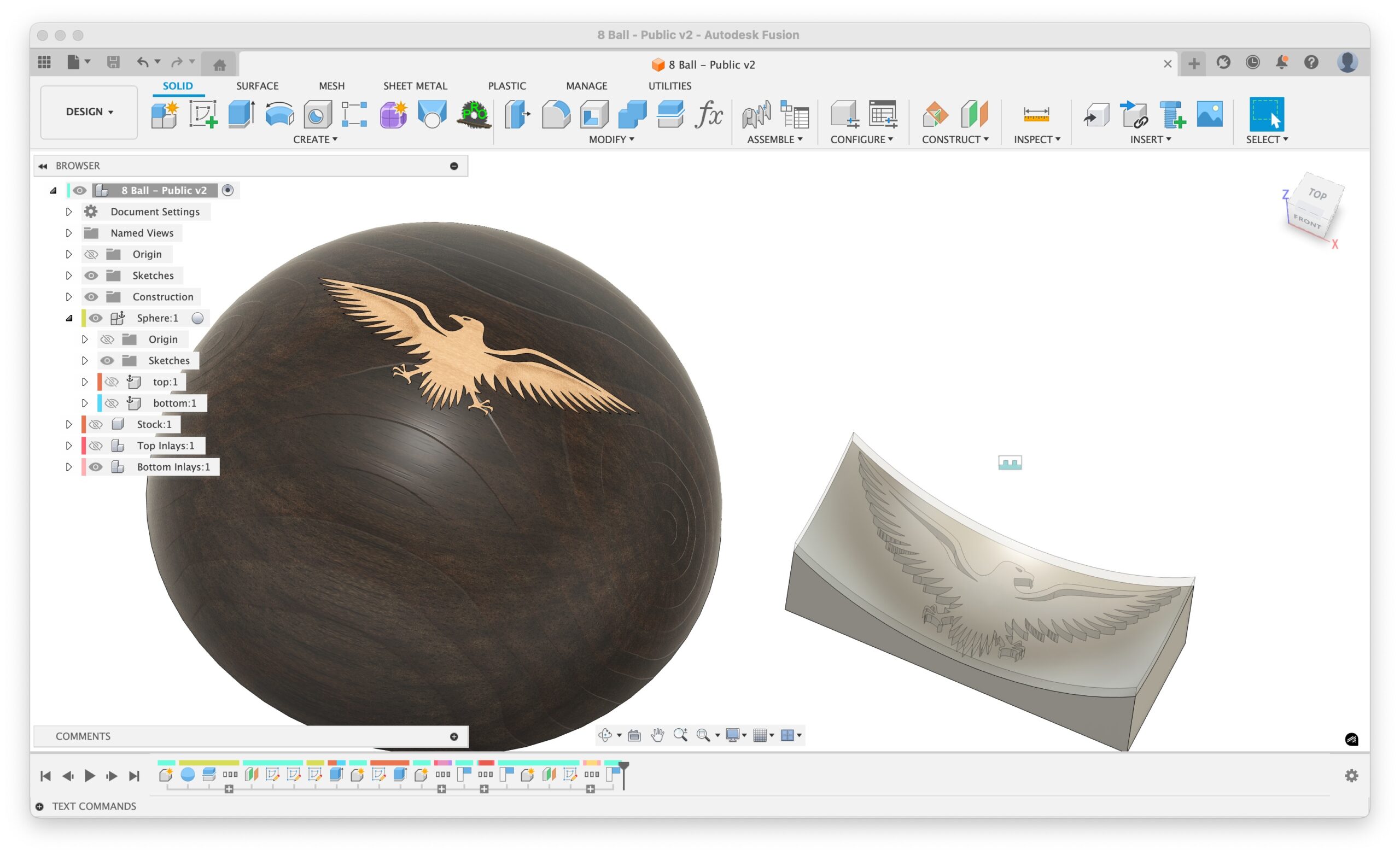 Digital File: Curved VCarve Inlay - Eight Ball / Eagle on Sphere - Image 7